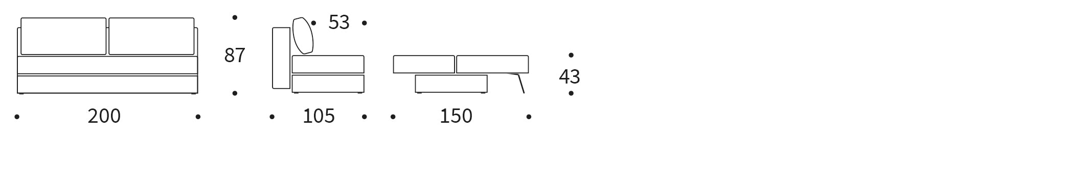 Osvald Sofabett 150: Elegantes Schlafsofa mit praktischem Stauraum. Ideal für jedes Zuhause, einfach in ein Bett umwandelbar.