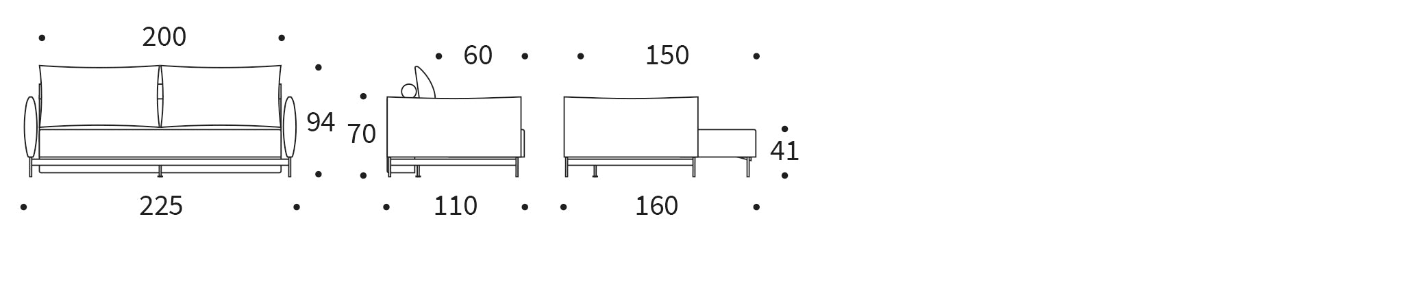 Malloy Sofabett 150: Elegantes Schlafsofa mit praktischem Klappmechanismus, ideal für kleine Räume und gemütliche Nächte.