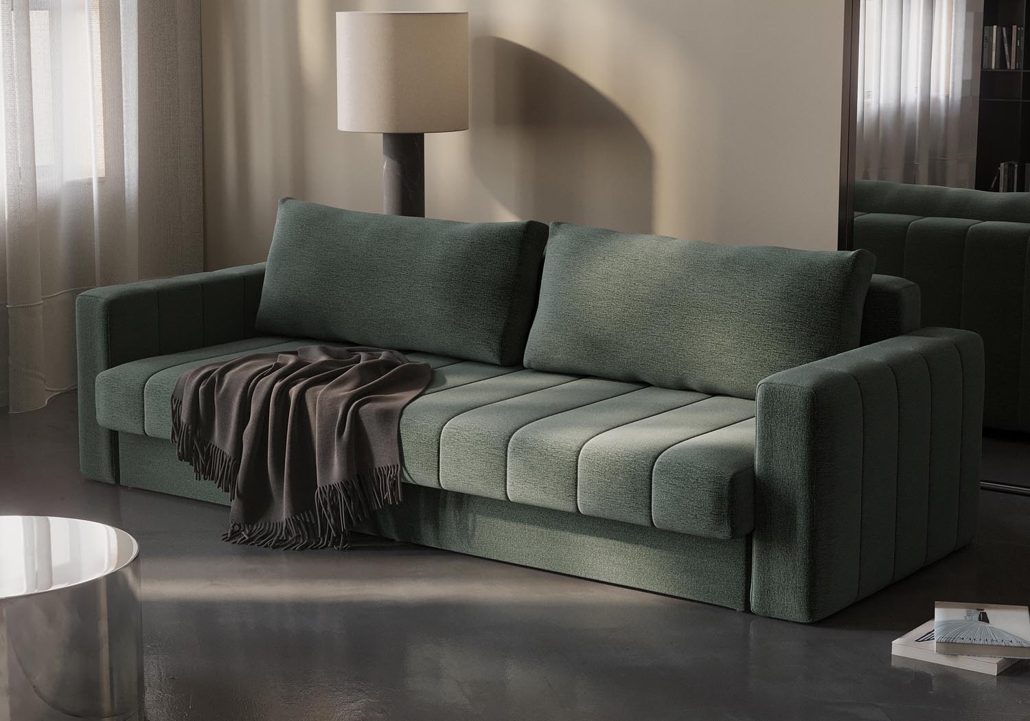 Das Akello Schlafsofa von Innovation Living vereint elegantes Design und praktischen Komfort. Ideal für gemütliche Nächte und stilvolle Wohnzimmer.