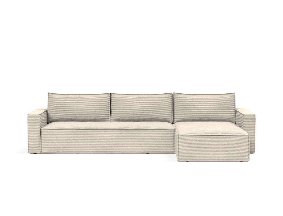 Newilla Bettsofa mit Lounger in 594 Corduroy Ivory präsentiert im Onlineshop von KAQTU Design AG. Bettsofa rechts ist von Innovation Living