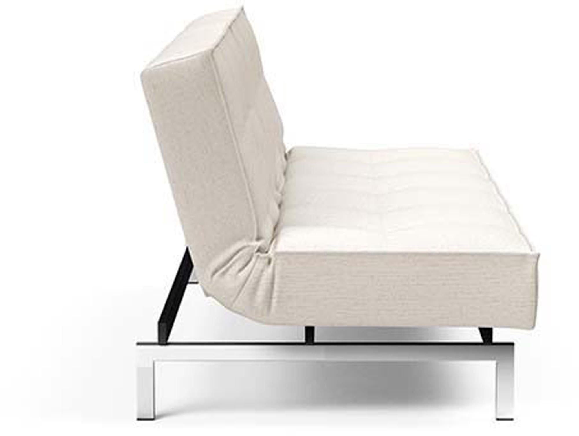 Erleben Sie das elegante Splitback Sofabett 115 Chrom von Innovation Living – ideal für moderne Räume und entspannende Schlafmomente.