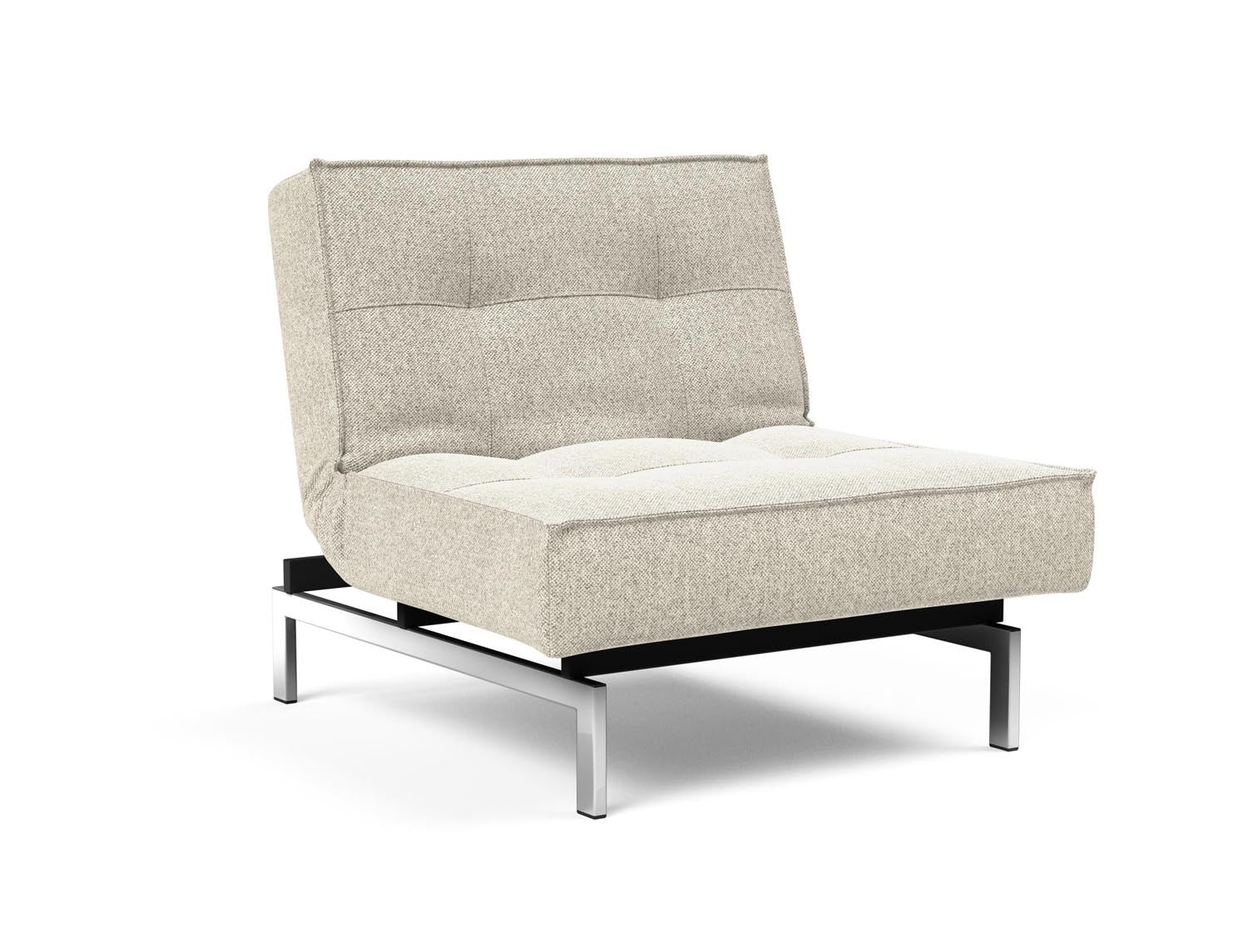 Der Splitback Chrome Sessel von Innovation Living kombiniert modernes skandinavisches Design mit vielseitiger Funktionalität – ideal für stilbewusste Wohnräume.