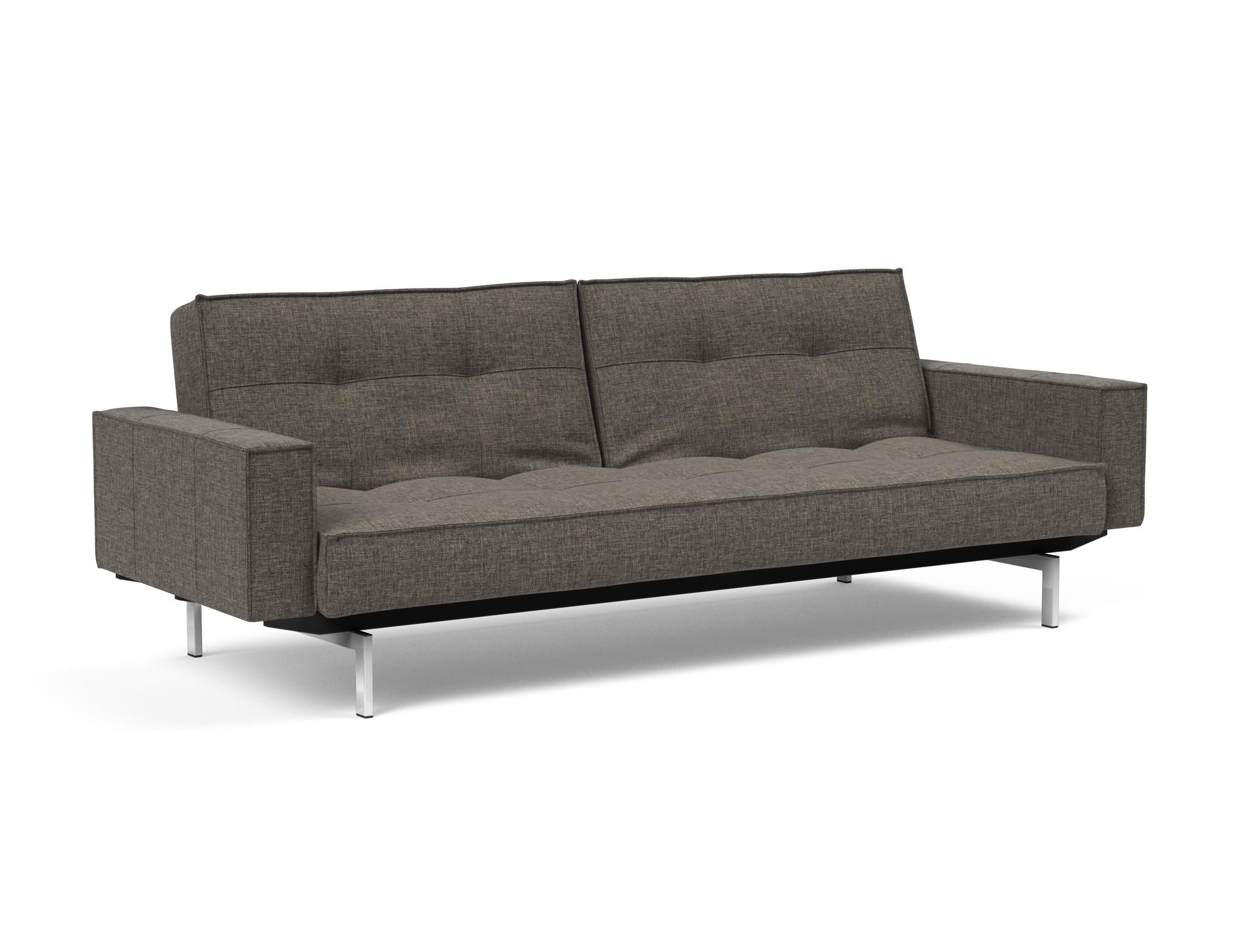 Stilvolles Splitback Sofabett 115 Chrom mit Armlehnen von Innovation Living – perfektes Möbelstück für Komfort und Eleganz in jedem Wohnraum.