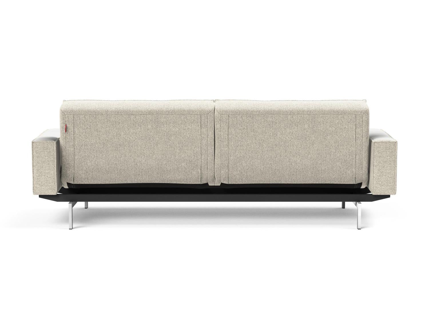 Modernes Splitback Sofabett 115 Chrom mit eleganten Armlehnen von Innovation Living – perfekt für stilvolle und funktionale Wohnräume.