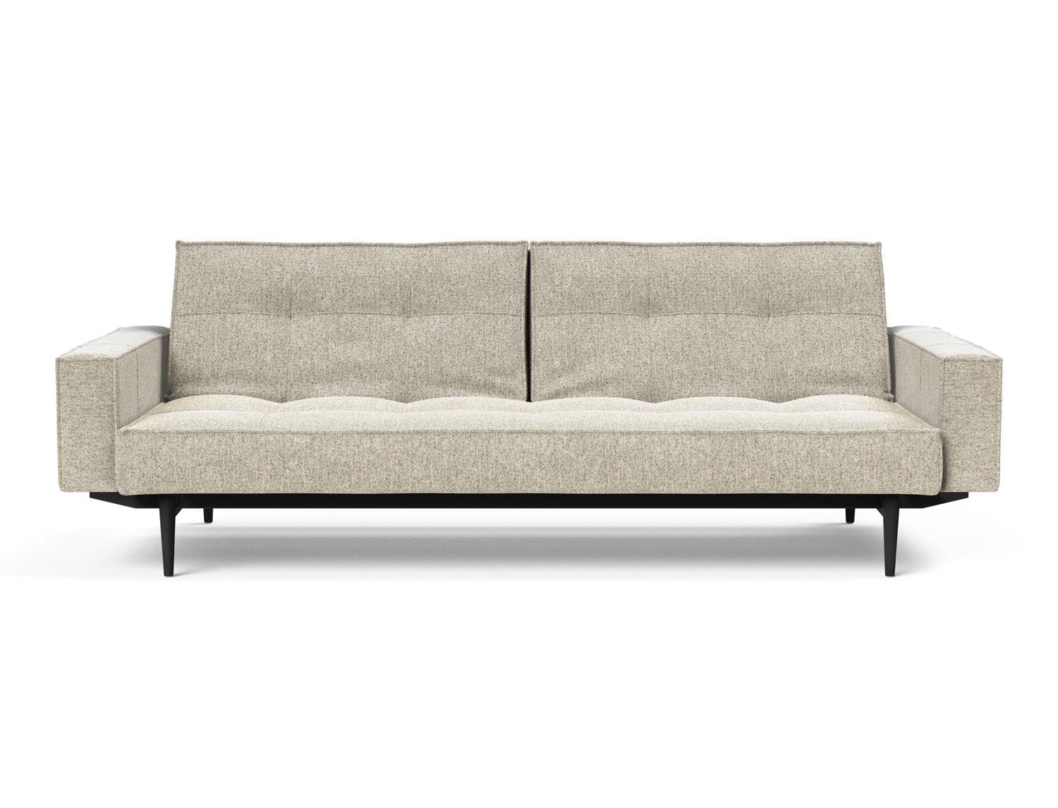 Stylisches Splitback Sofabett 115 Styletto von Innovation Living mit komfortablen Armlehnen – ideal für stilvolle Entspannung und vielseitige Nutzung.