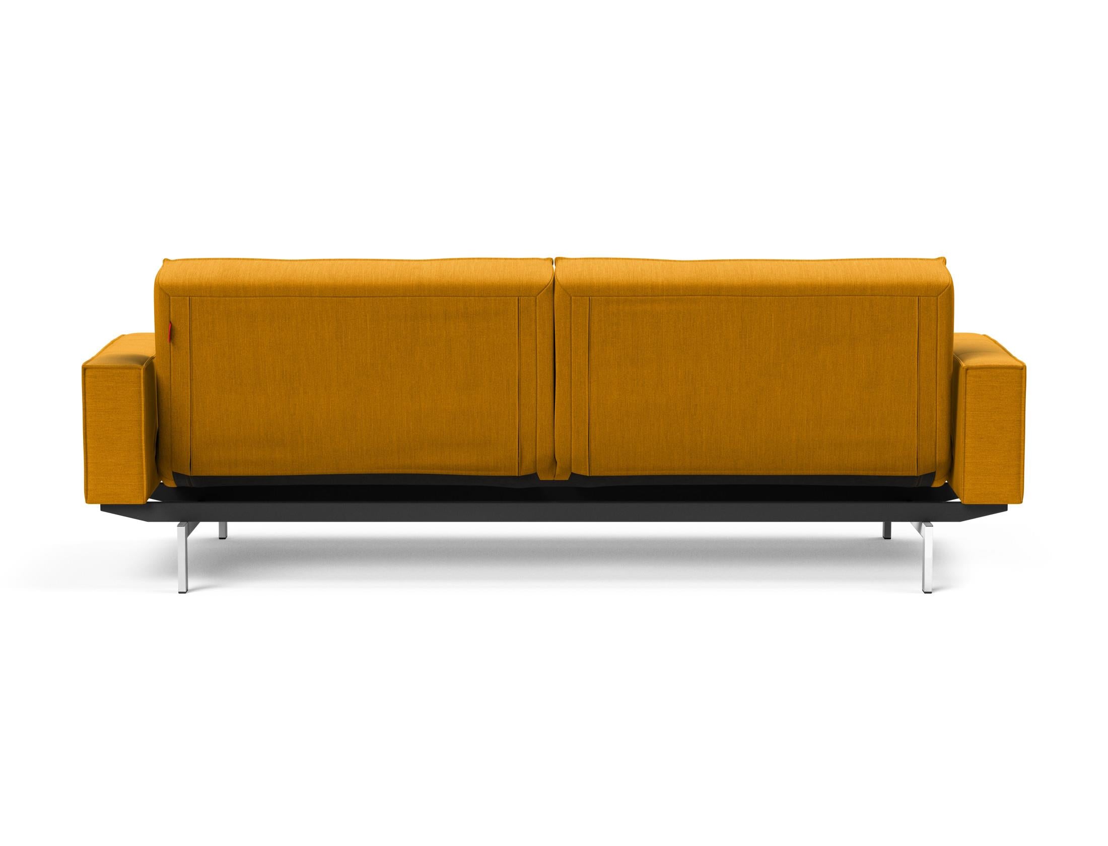 Entdecken Sie das Splitback Sofabett 115 Chrom mit Armlehnen von Innovation Living – ein elegantes Möbelstück, das Komfort und Stil vereint.