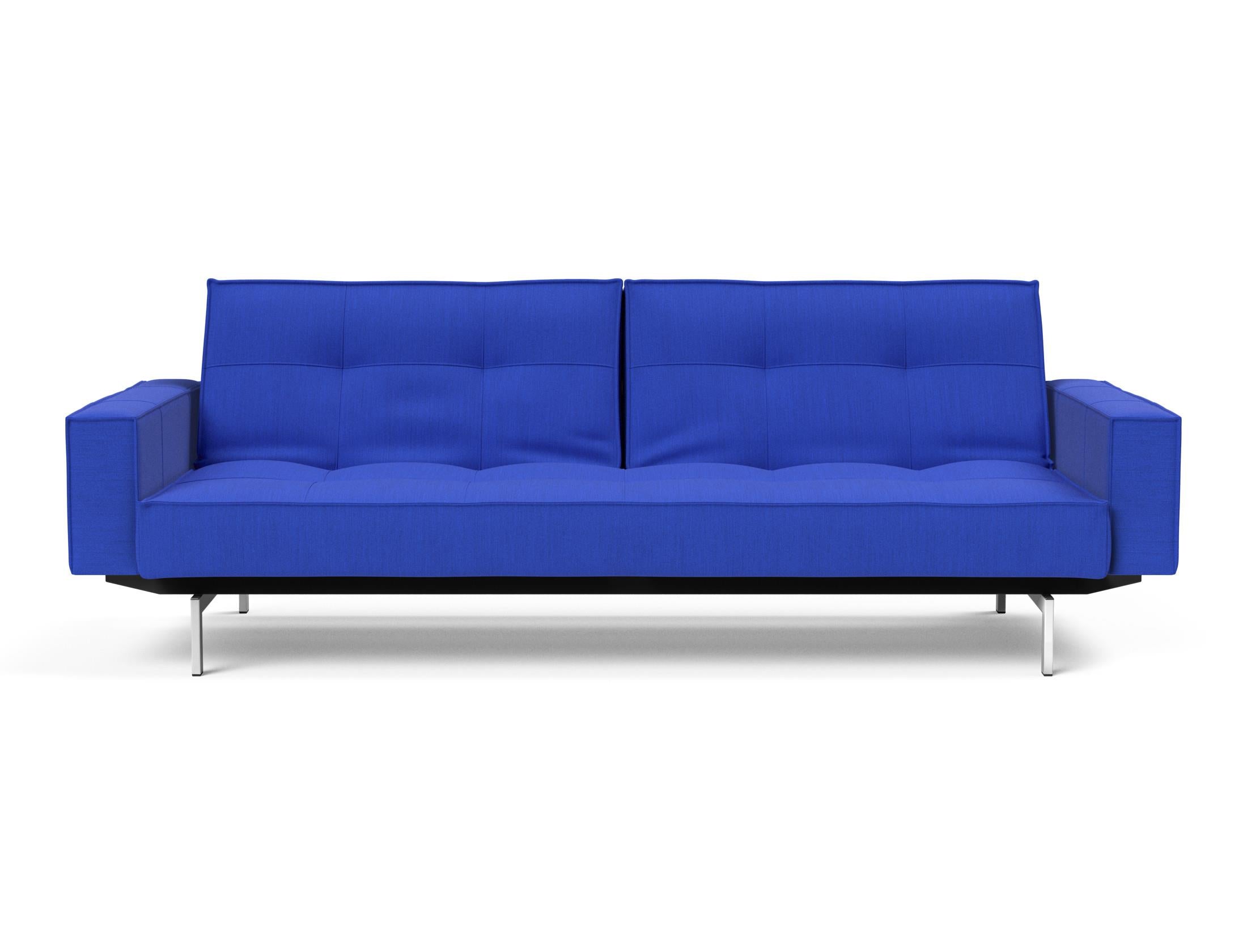 Stylisches Splitback Sofabett 115 Chrom mit Armlehnen von Innovation Living – ideal für kleine Räume und vielseitig einsetzbar.