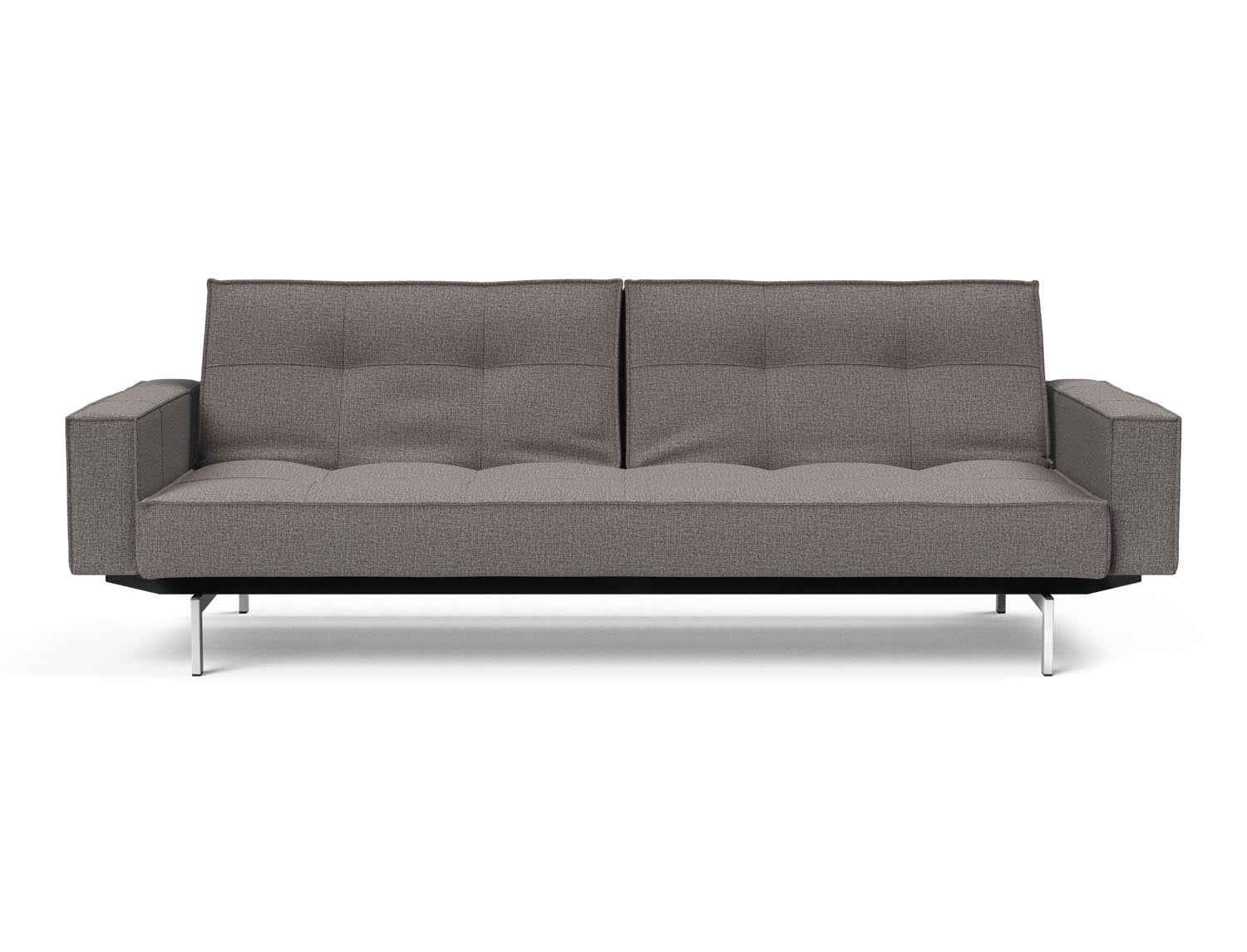 Erleben Sie das Splitback Sofabett 115 Chrom mit Armlehnen von Innovation Living – ein stilvolles, funktionales Sofa für jeden Raum.