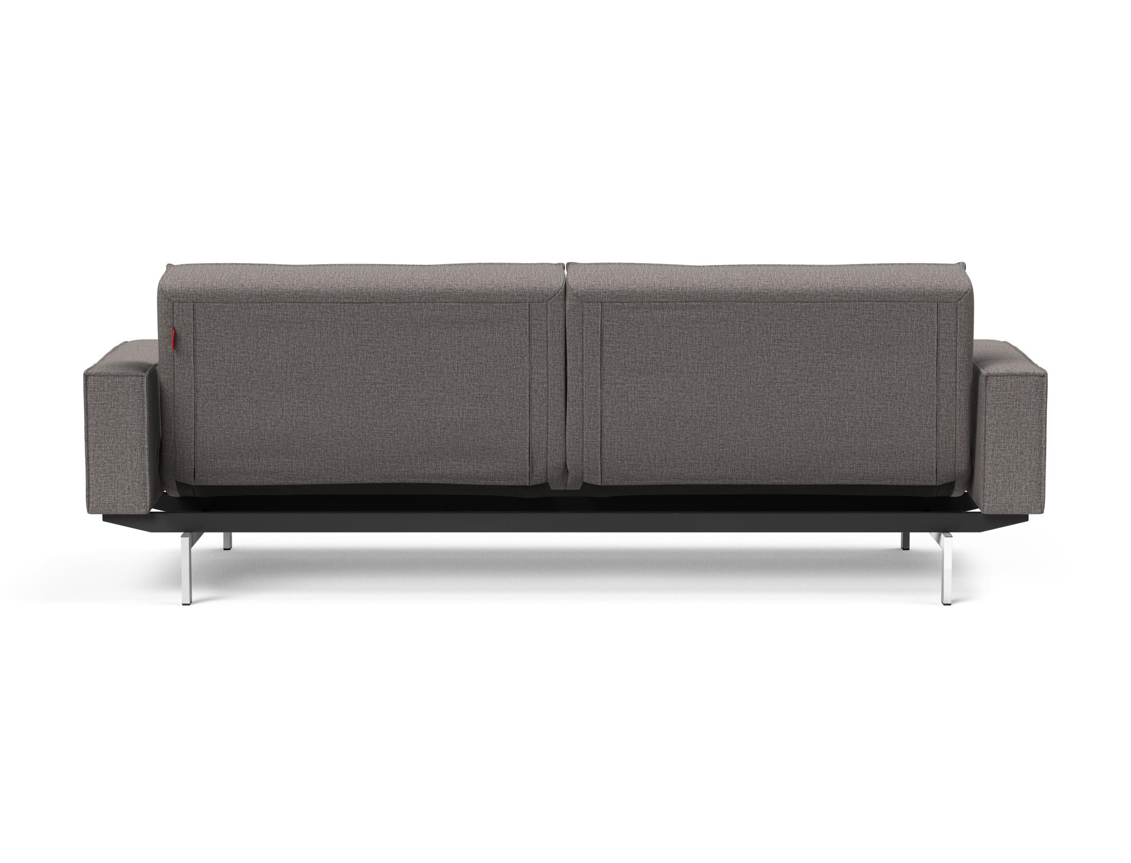 Entdecken Sie das Splitback Sofabett 115 Chrom mit Armlehnen von Innovation Living – ein elegantes Möbelstück, das Komfort und Stil vereint.