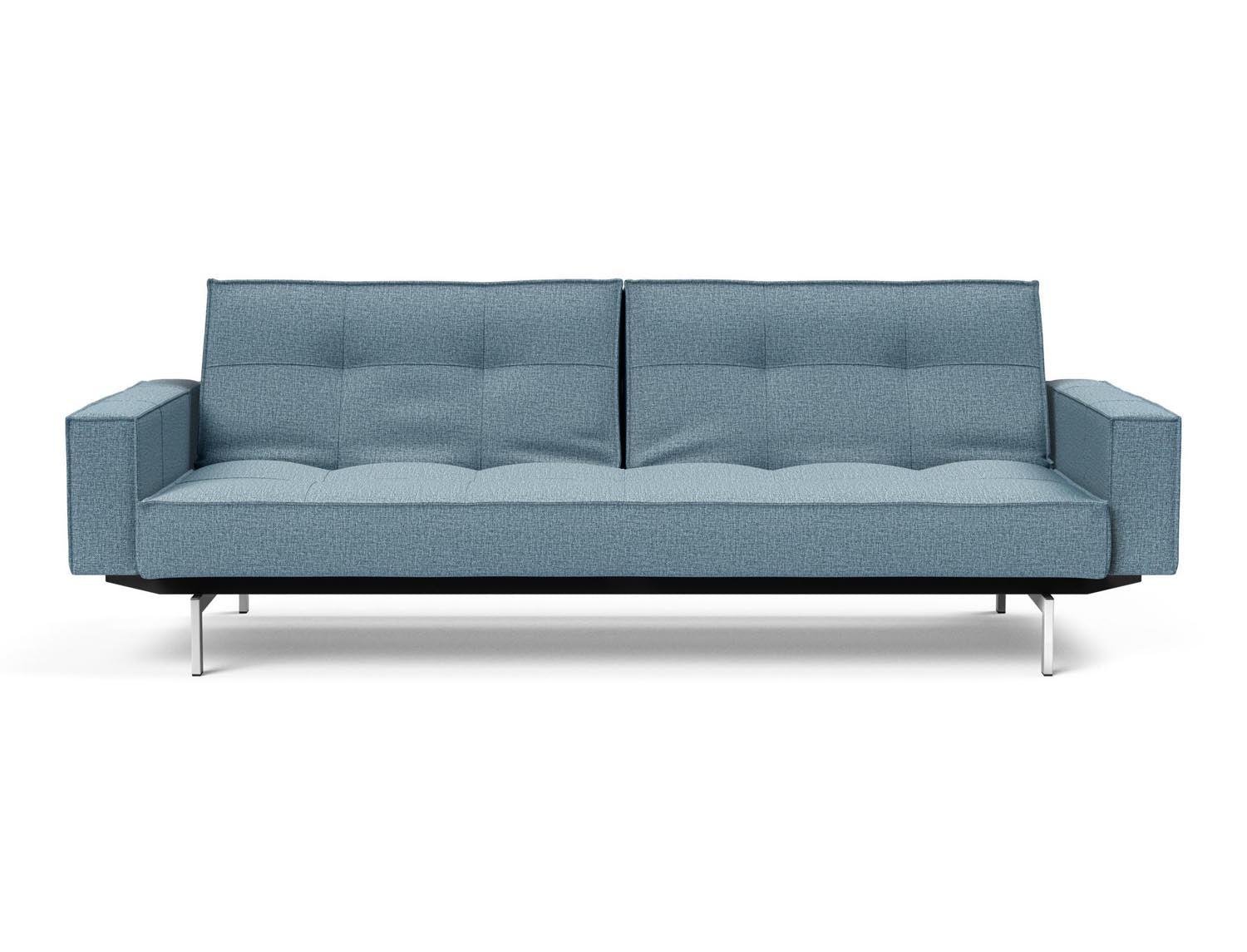 Entdecken Sie das Splitback Sofabett 115 Chrom mit Armlehnen von Innovation Living – ein elegantes Möbelstück, das Komfort und Stil vereint.