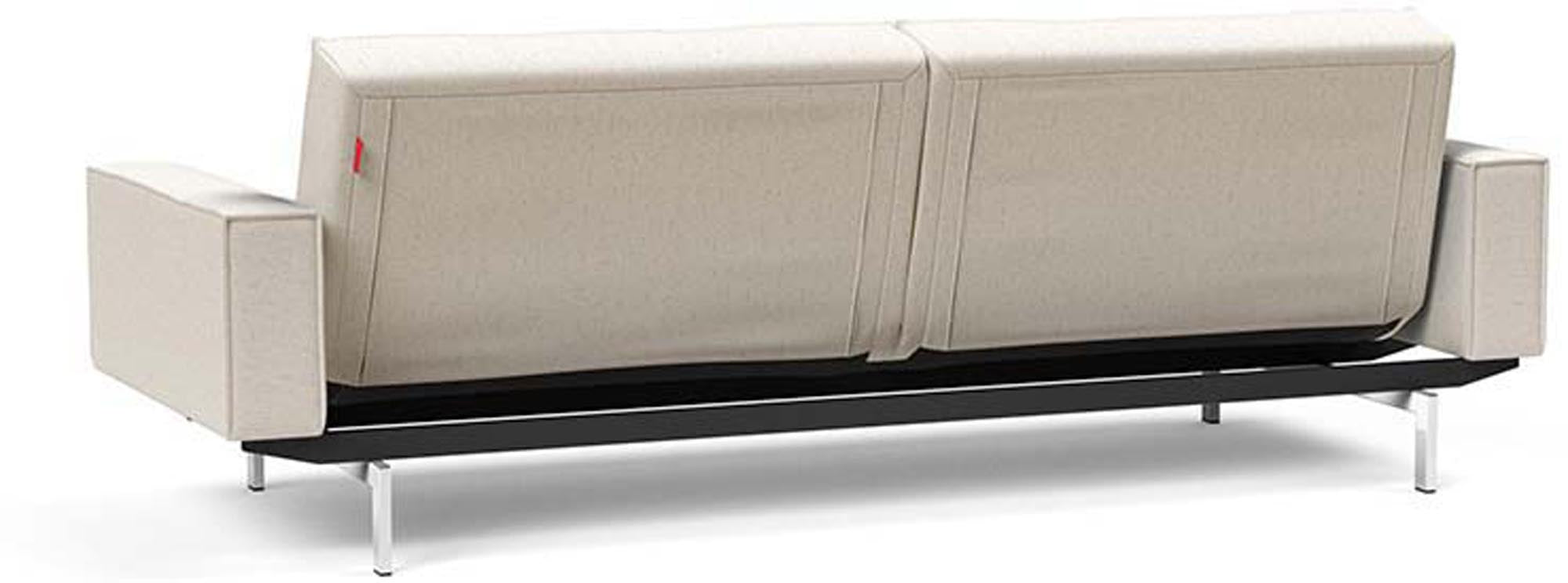 Entdecken Sie das Splitback Sofabett 115 Chrom mit Armlehnen von Innovation Living – ein elegantes Möbelstück, das Komfort und Stil vereint.