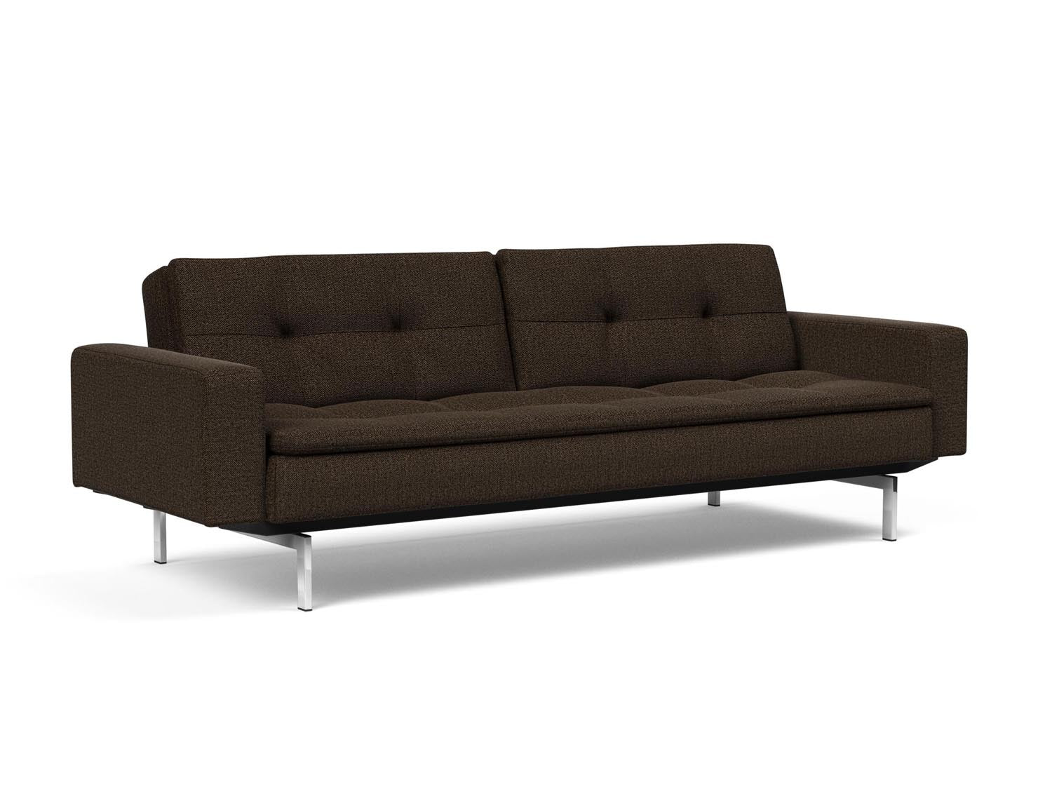 Das Dublexo Chrom Schlafsofa 115 mit Armlehnen vereint stilvolles Design und Funktionalität, ideal für entspannte Nächte und elegante Wohnräume.