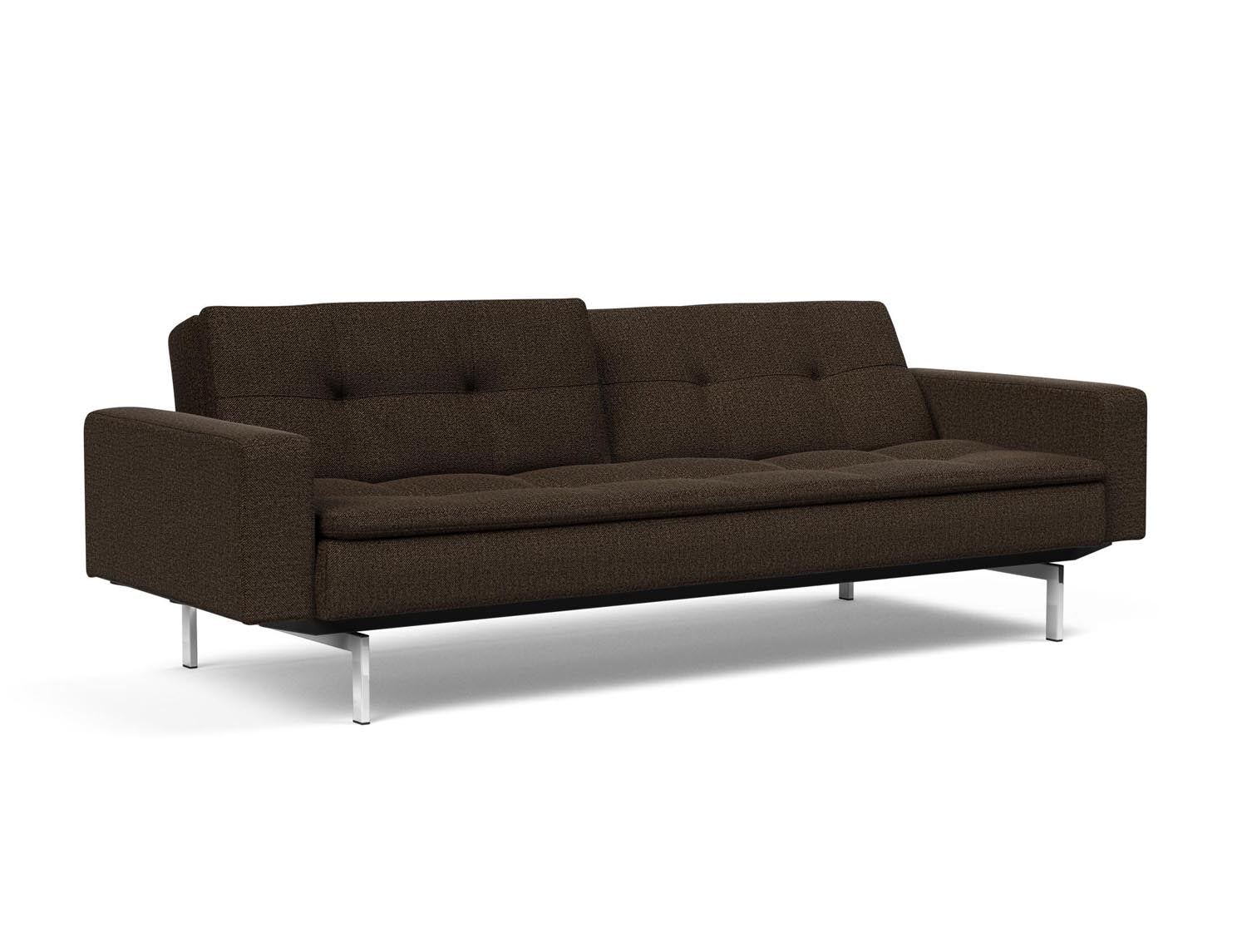 Das Dublexo Chrom Schlafsofa 115 mit Armlehnen vereint elegantes Design und hohen Komfort, ideal für platzsparendes Wohnen und vielseitige Nutzung.