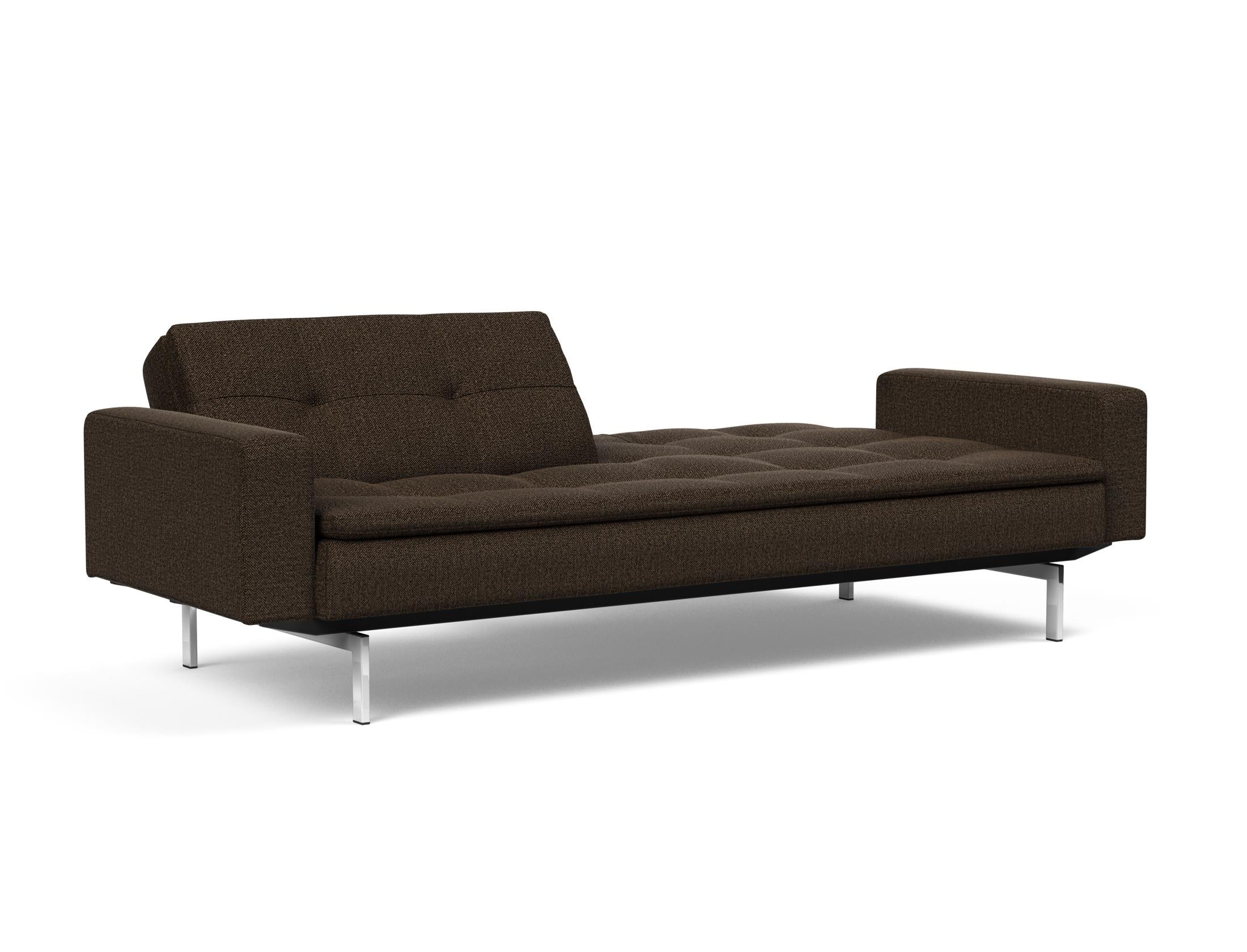 Das Dublexo Chrom Schlafsofa 115 mit Armlehnen bietet stilvolle Flexibilität und höchsten Komfort für kleine Räume. Perfekt für modernes Wohnen.