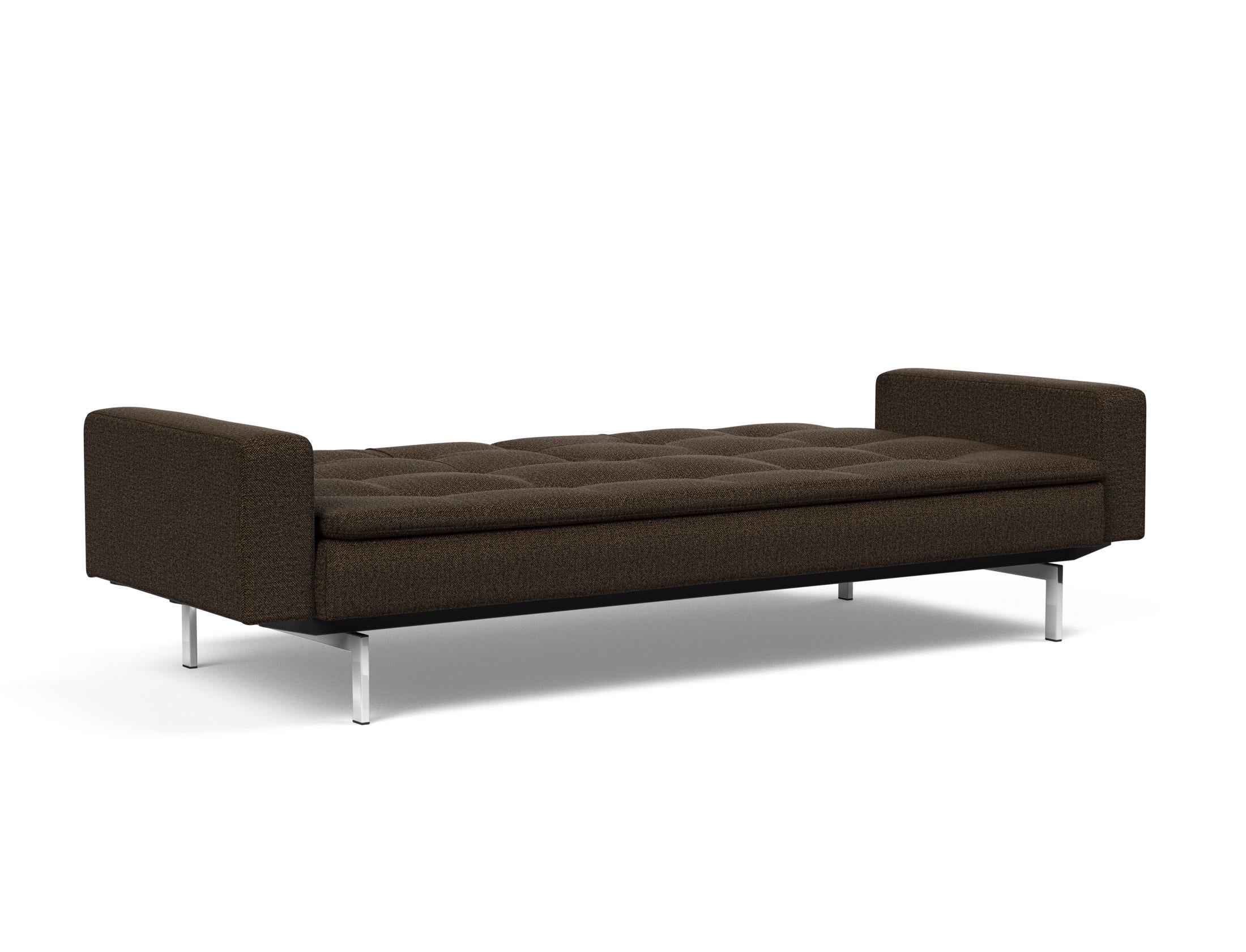 Das Dublexo Chrom Schlafsofa 115 mit Armlehnen vereint elegantes Design und Funktionalität, ideal für kleine Wohnräume und höchsten Komfort.