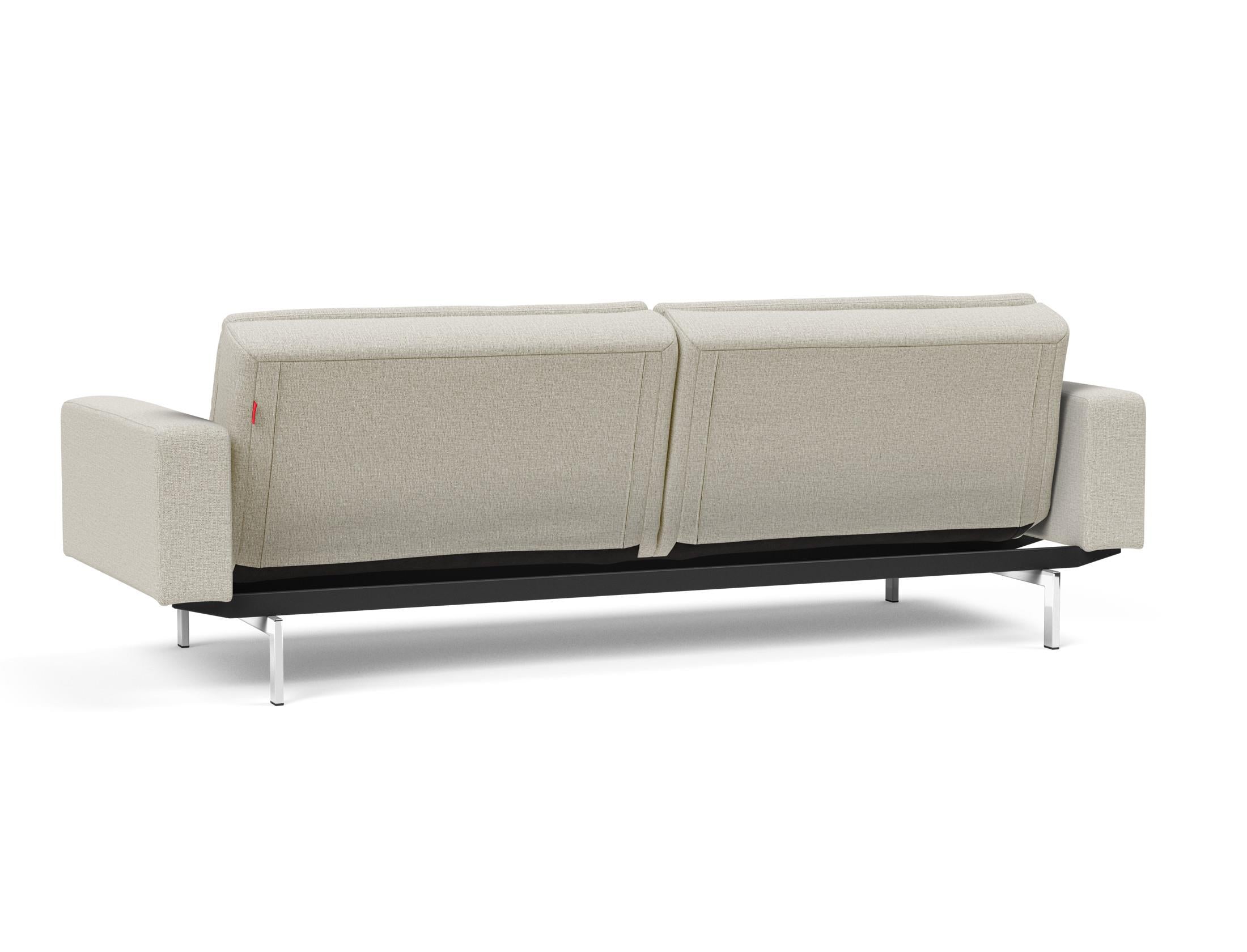 Das Dublexo Chrom Schlafsofa 115 mit Armlehnen vereint stilvolles Design und hohen Komfort, ideal für kleine Räume und flexible Wohnkonzepte.