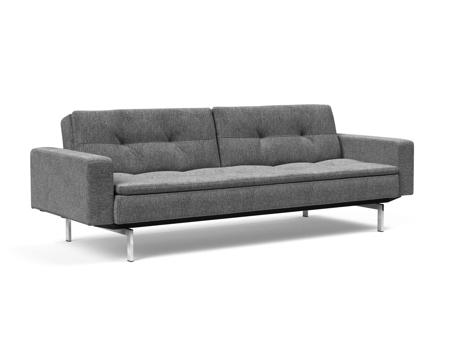 Das Dublexo Chrom Schlafsofa 115 mit Armlehnen vereint stilvolles Design und Funktionalität, ideal für entspannte Nächte und elegante Wohnräume.