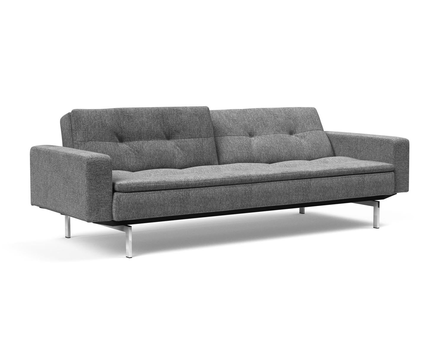 Das Dublexo Chrom Schlafsofa 115 mit Armlehnen vereint elegantes Design und hohen Komfort, ideal für platzsparendes Wohnen und vielseitige Nutzung.