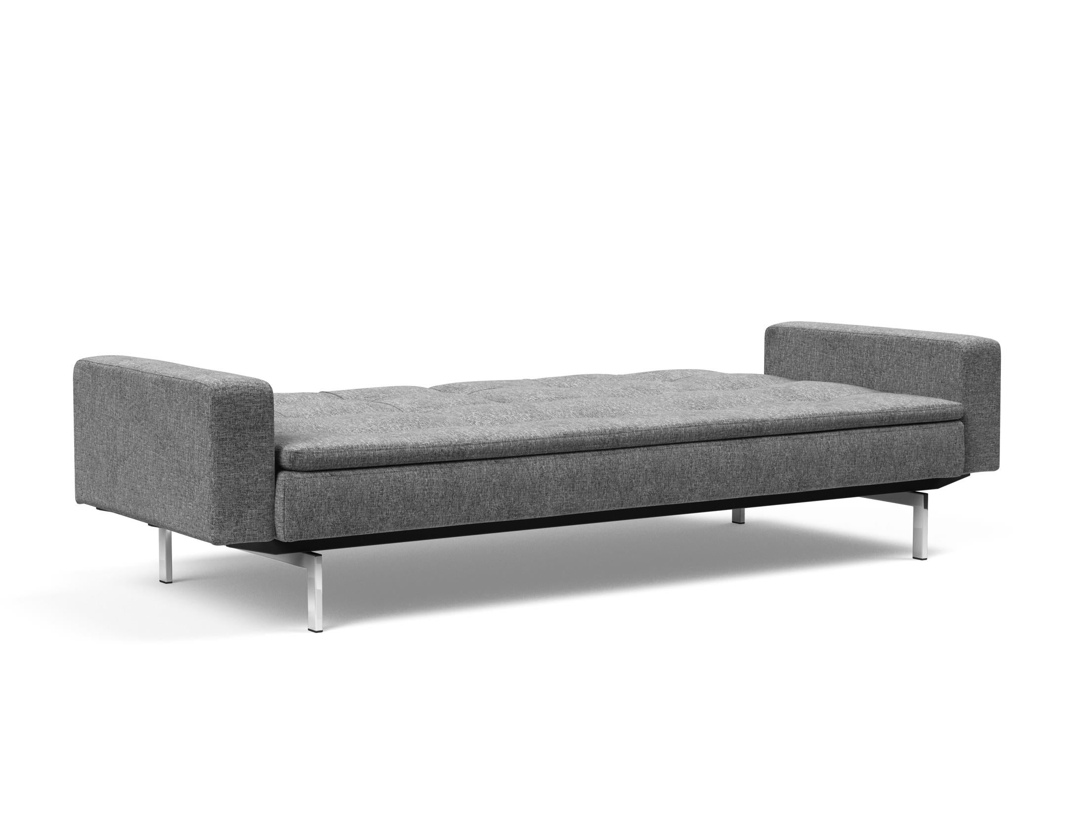 Das Dublexo Chrom Schlafsofa 115 mit Armlehnen vereint stilvolles Design und Funktionalität, ideal für entspannte Nächte und elegante Wohnräume.