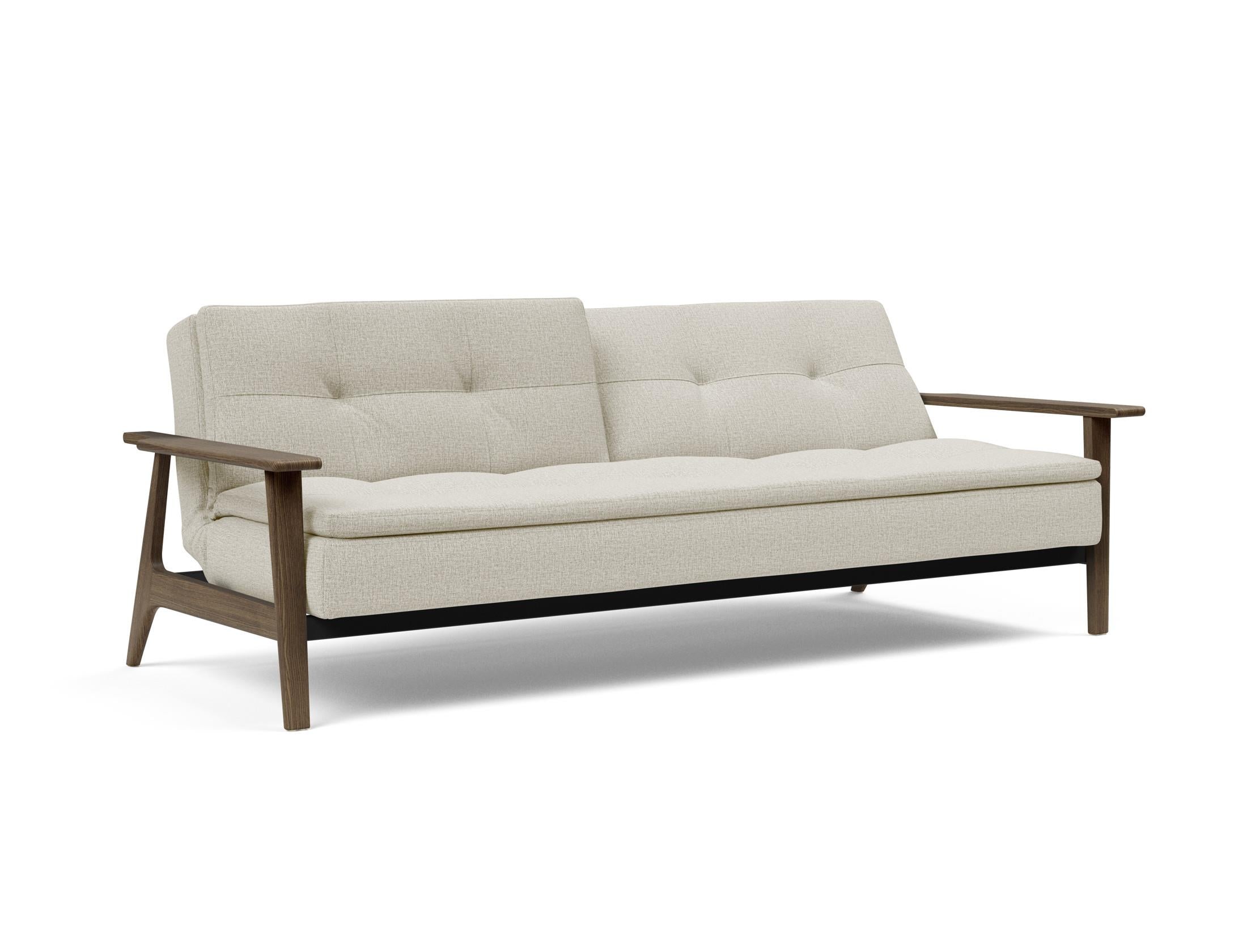 Erleben Sie das Dublexo Frej Schlafsofa 115 in edler Rauch-Eiche – ein modernes, flexibles Sofa, das Komfort und skandinavische Eleganz perfekt kombiniert.