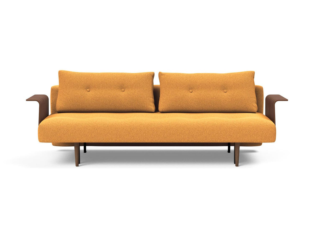 Recast Schlafsofa 140 Dunkel Styletto mit Armlehnen in 536 Bouclé Ochre präsentiert im Onlineshop von KAQTU Design AG. Bettsofa ist von Innovation Living
