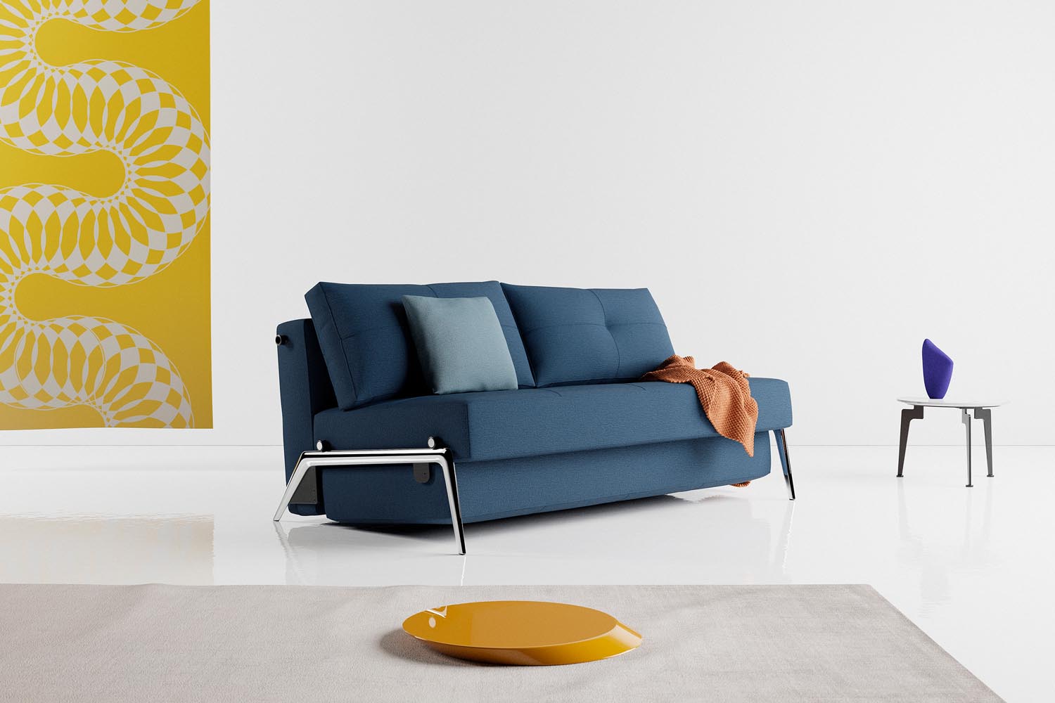 Cubed Klappsofa 160: Stilvolles Sofa mit cleverem Klappmechanismus, ideal für kleine Räume und als Schlafgelegenheit für Gäste.