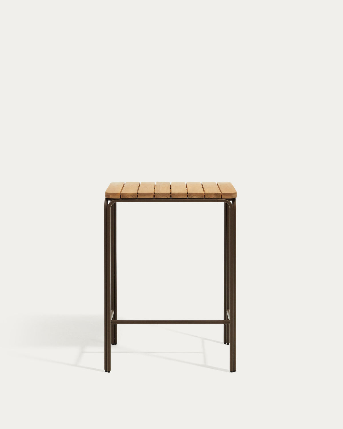 Tavolo alto da esterno Salguer, in legno massello di acacia e acciaio. <tc>Braun</tc> 70 x 70 cm FSC 100%