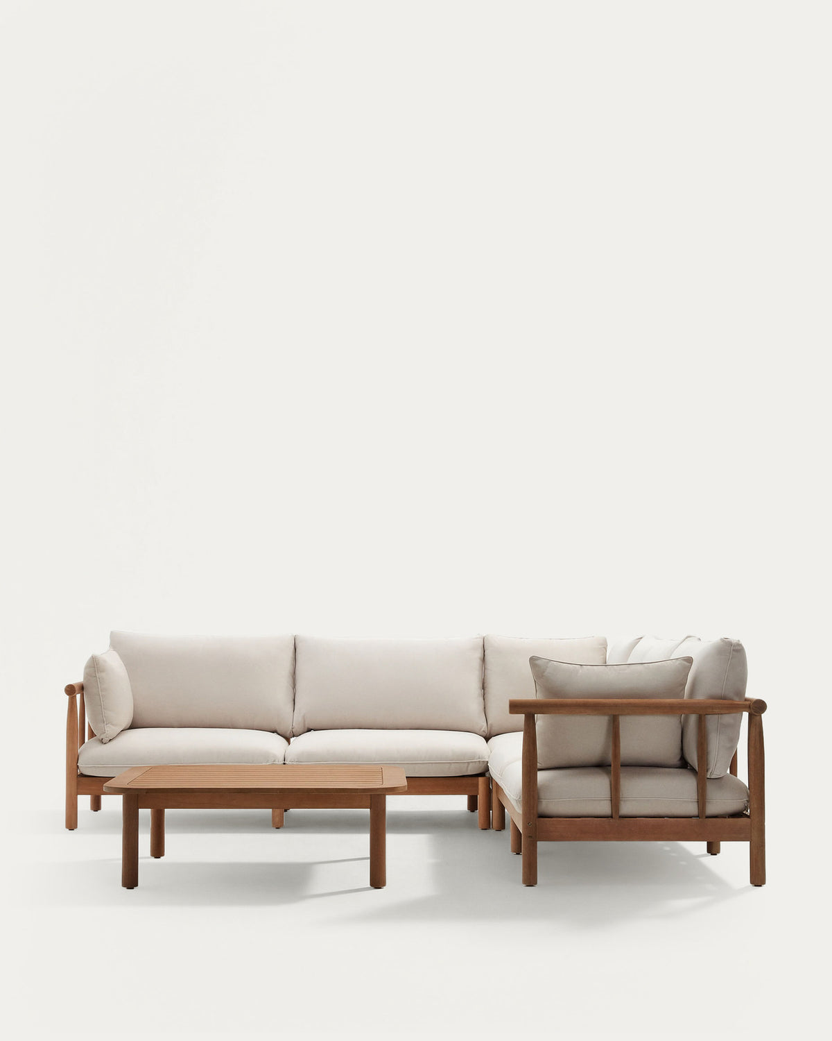 Sacova Set aus 5-Sitzer-Ecksofa und Couchtisch massives Eukalyptusholz FSC 100%