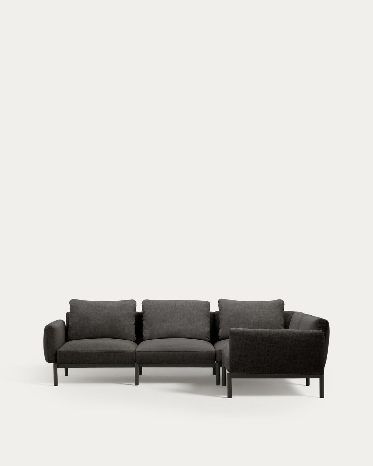 Modulares 5-Sitzer-Ecksofa für Outdoor Sorells Polsterung und Aluminium in Grau 276x191,5cm in Graphit, Grau präsentiert im Onlineshop von KAQTU Design AG. Lounge Sofa ist von Kave Home