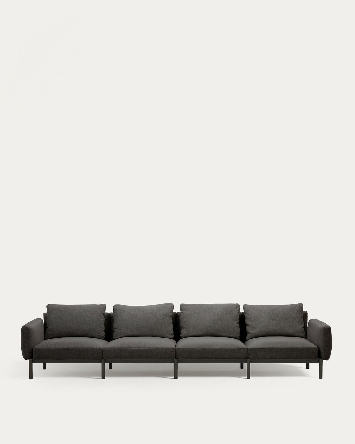 Modulares 4-Sitzer-Sofa für den Aussenbereich Sorells aus Aluminium in grauer Ausführung 314 cm in Graphit, Grau präsentiert im Onlineshop von KAQTU Design AG. Lounge Sofa ist von Kave Home