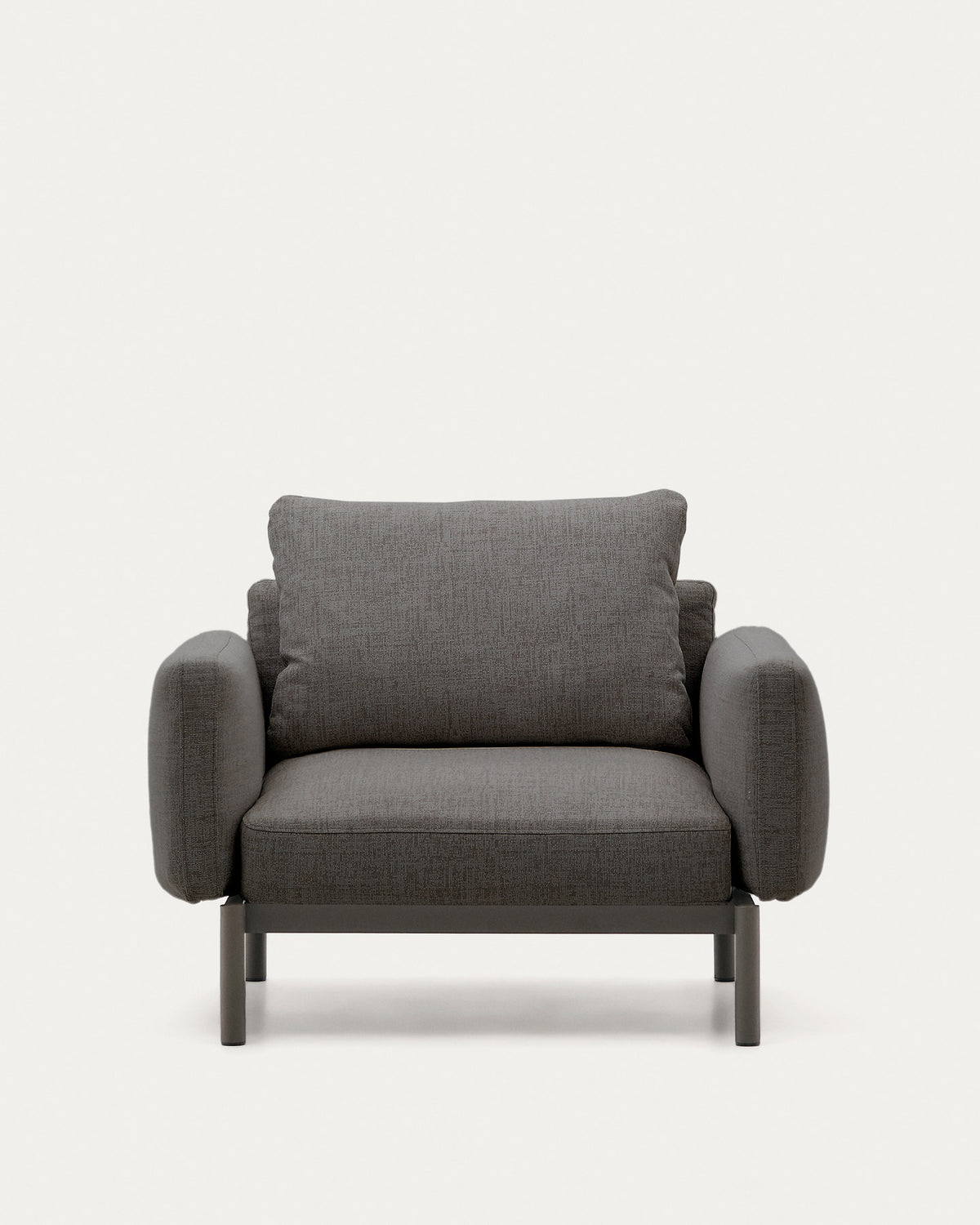 Modularer Outdoor-Sessel Sorells aus Aluminium in grauer Ausführung in Graphit, Grau präsentiert im Onlineshop von KAQTU Design AG. Outdoor-Sessel mit Armlehnen ist von Kave Home