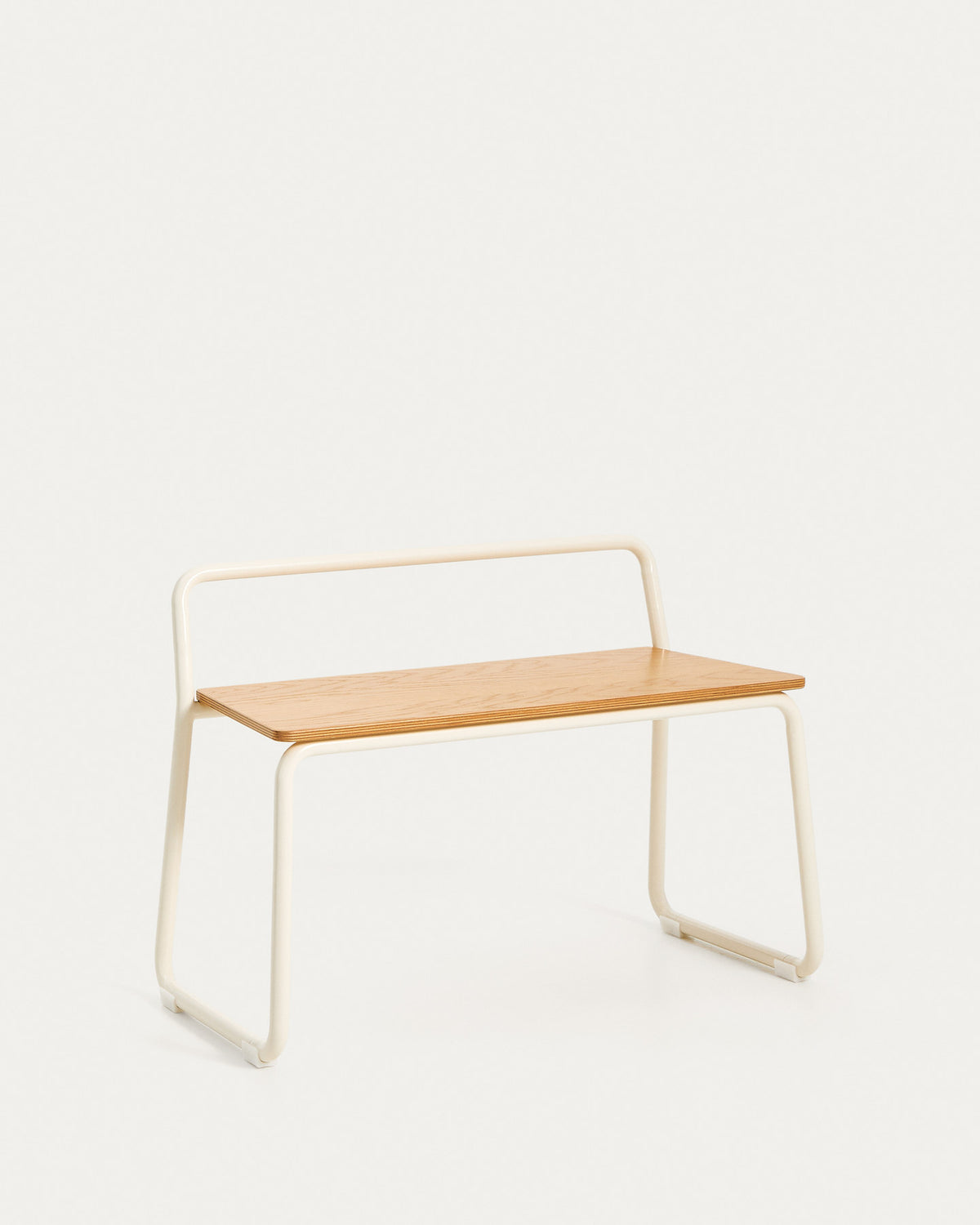 Panca Tinn impiallacciata in frassino e struttura in metallo beige 75 cm
