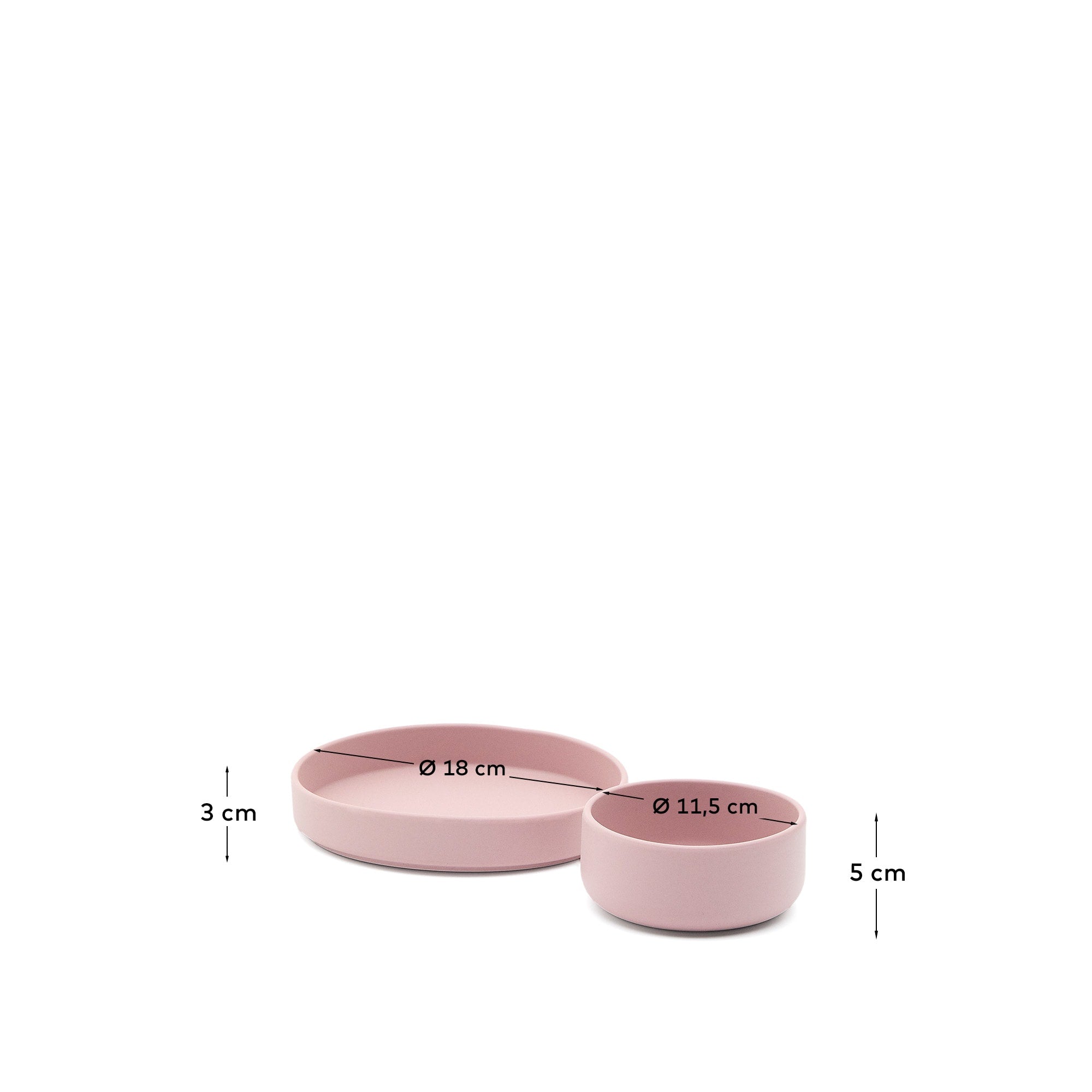 Set Lili aus Teller und Schüssel aus Silikon rosa in Rosa präsentiert im Onlineshop von KAQTU Design AG. Geschirr Kids ist von Kave Home