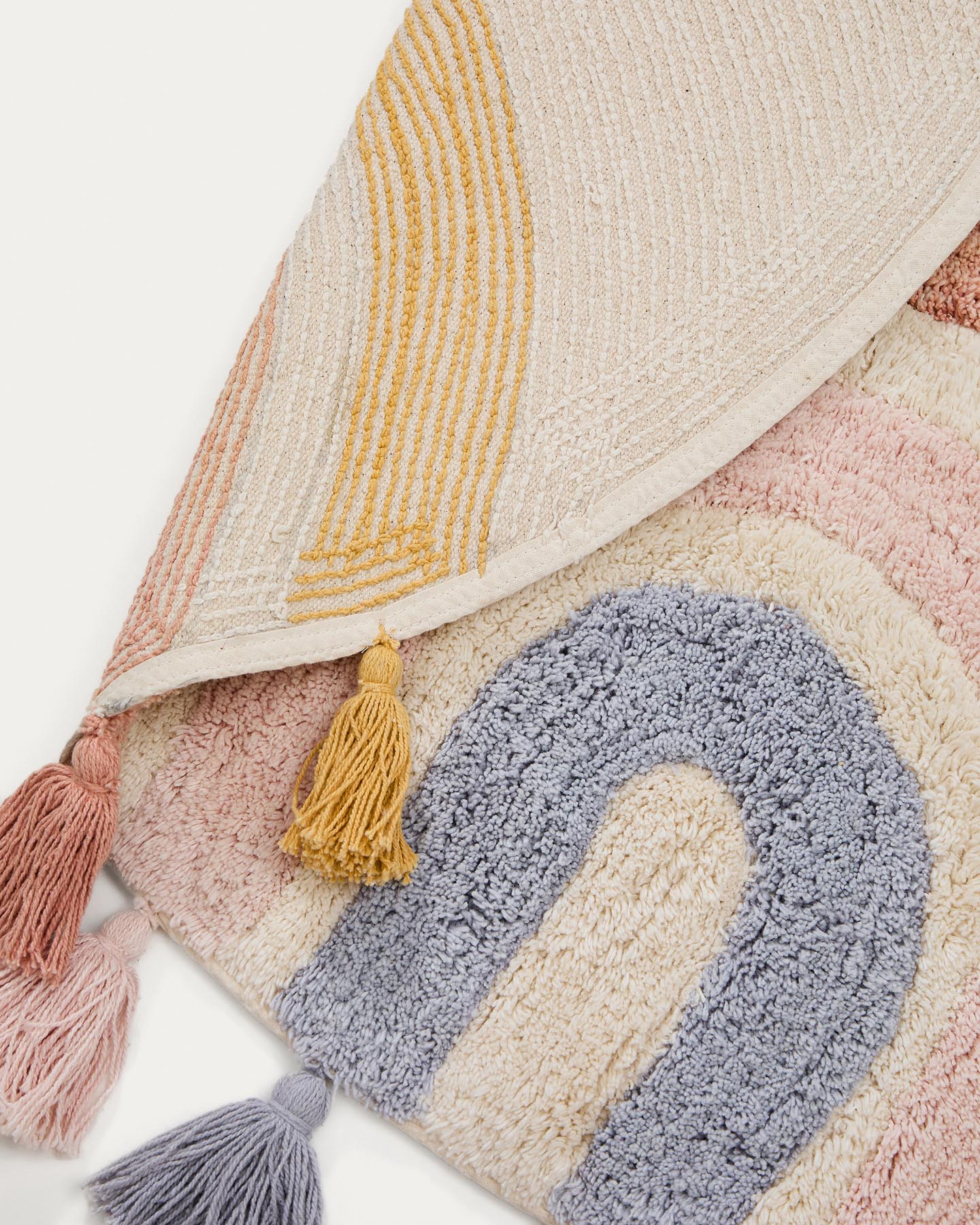 Runder Tadea Teppich Baumwolle Regenbogen mehrfarbig Ø 100 cm in Ecru präsentiert im Onlineshop von KAQTU Design AG. Teppich ist von Kave Home