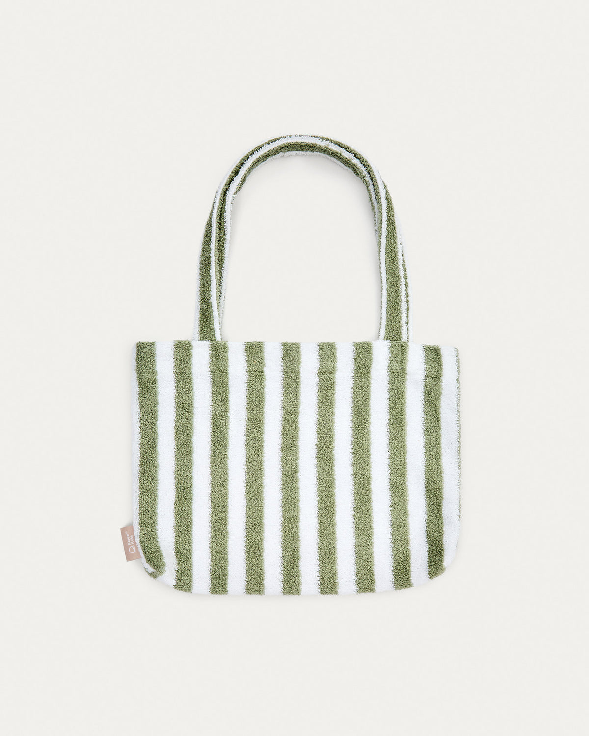 Flache Tasche Nuni mit grün-weissen Streifen aus Baumwollgewebe, Kinderaccessoire von Kave Home