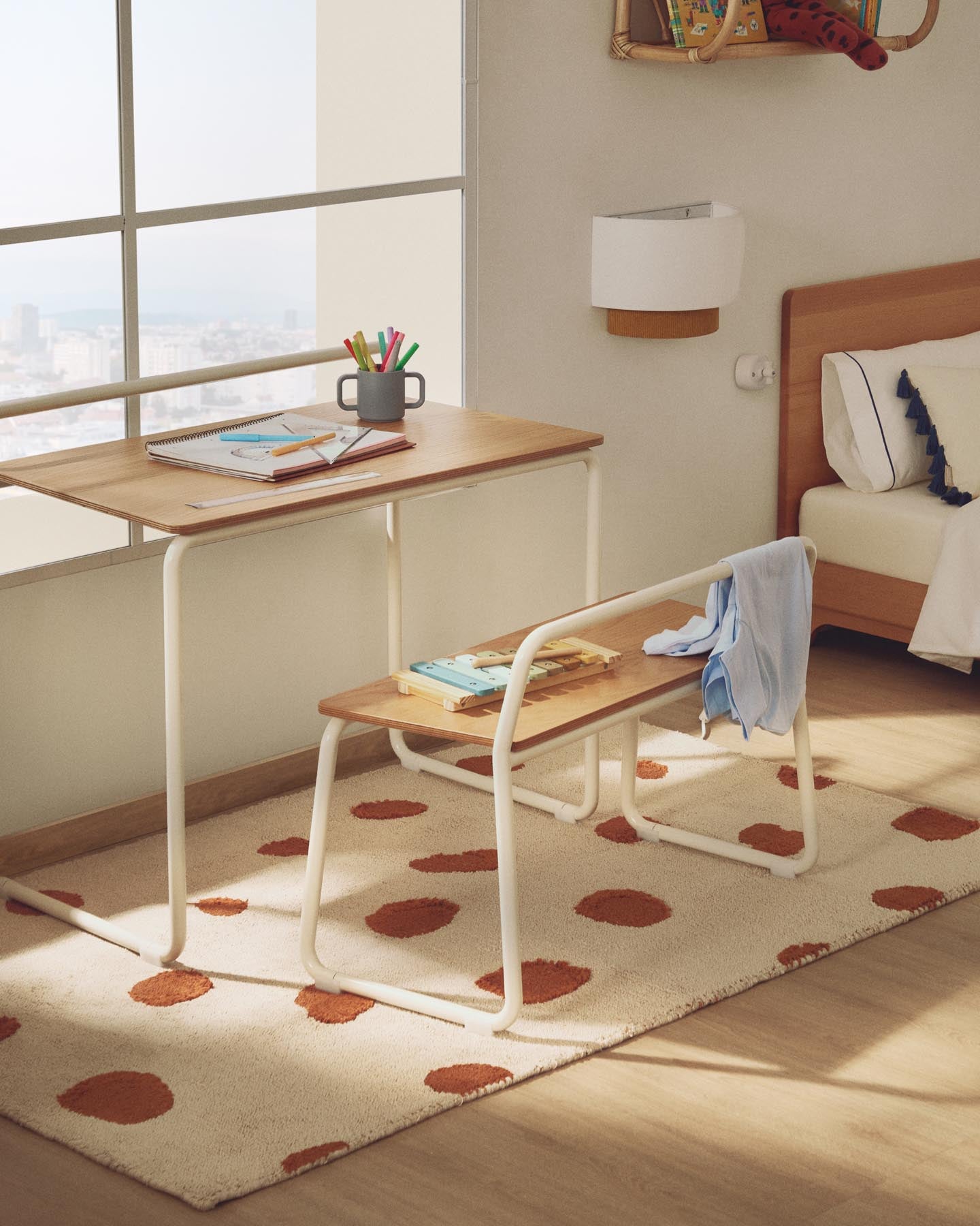 Beigefarbener Baumwollteppich Tandani mit Gepardendesign in Orange, 90 x 150 cm in Mehrfarbig präsentiert im Onlineshop von KAQTU Design AG. Teppich ist von Kave Home