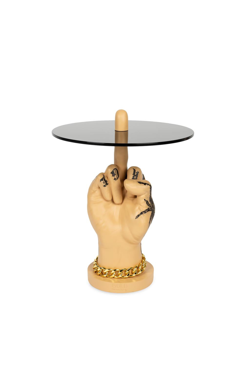 Stilvoller Beistelltisch mit majestätischem Löwenmotiv von Bold Monkey.