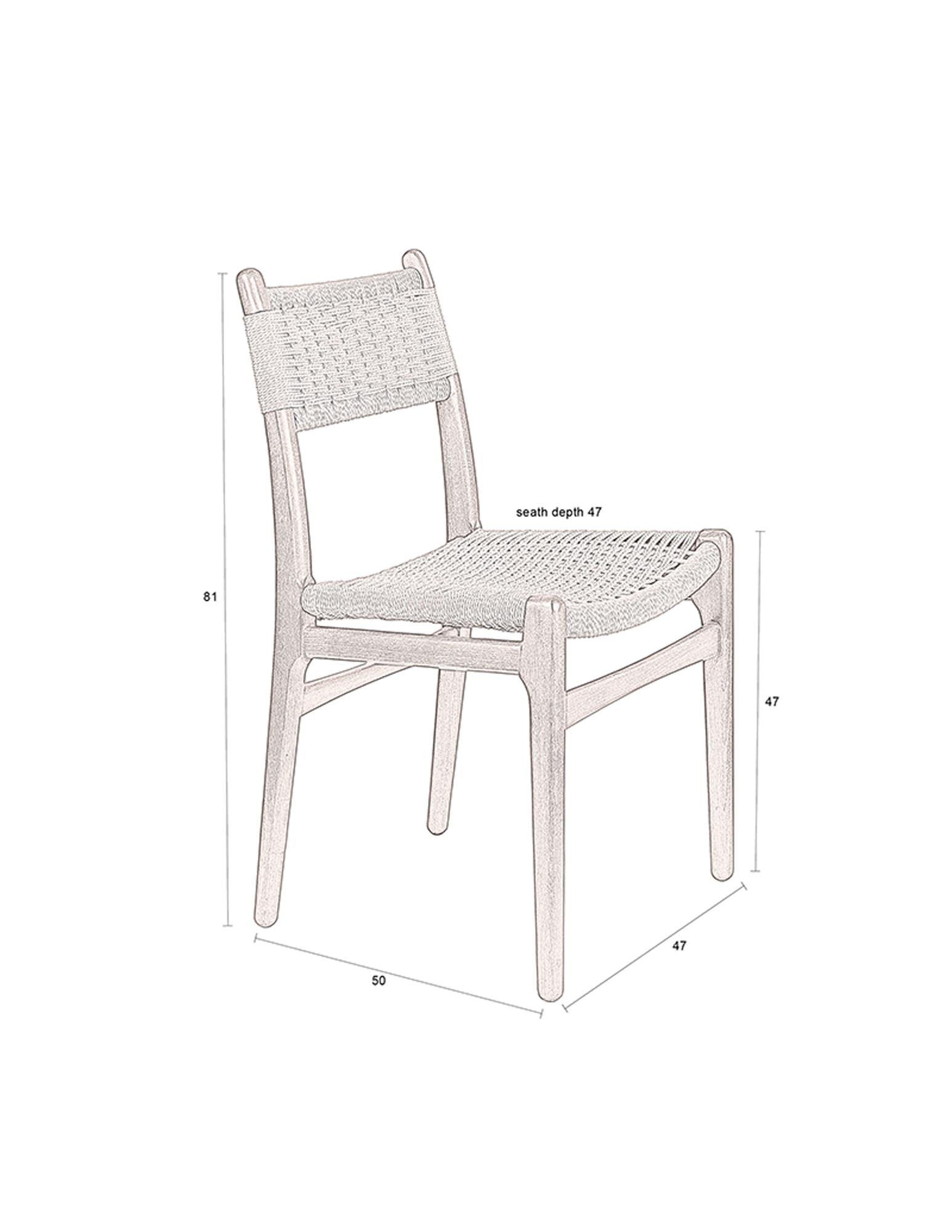 Stuhl Cecile von Dutchbone: Skandinavisches Design, Vintage-Charme, Buchenholz, Strickkordel, Komfort, vielseitig, langlebig.