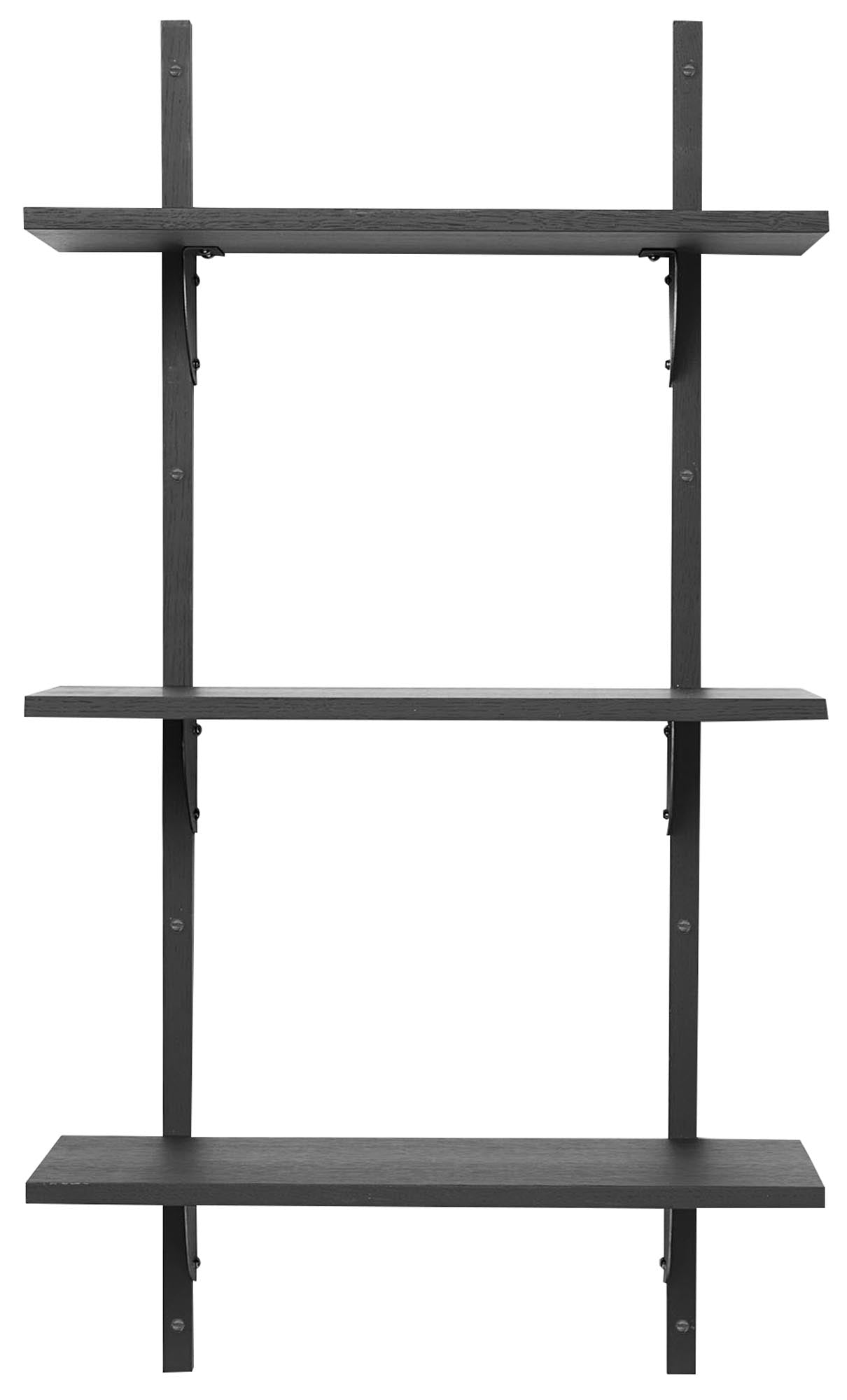 Entdecke das Sector Wandregal Triple von Ferm Living – eine stilvolle Kombination aus robustem Holz und elegantem Messing, ideal für moderne Wohnräume.