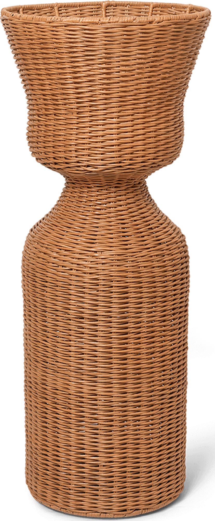 Entdecken Sie den Agnes Pflanzenständer Gross von Ferm Living. Elegantes Rattan-Design, ideal für große Pflanzen, robust und stilvoll.