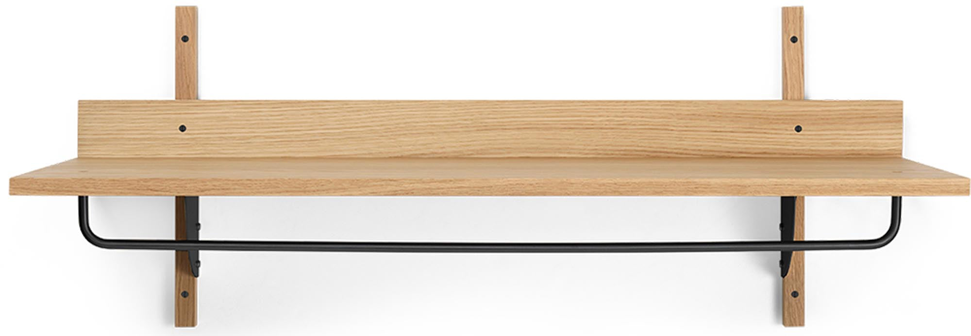 Entdecken Sie das elegante Sector Wandregal von Ferm Living in stilvollem Schwarz und edlem Messing. Perfekt für Ihr modernes Zuhause.