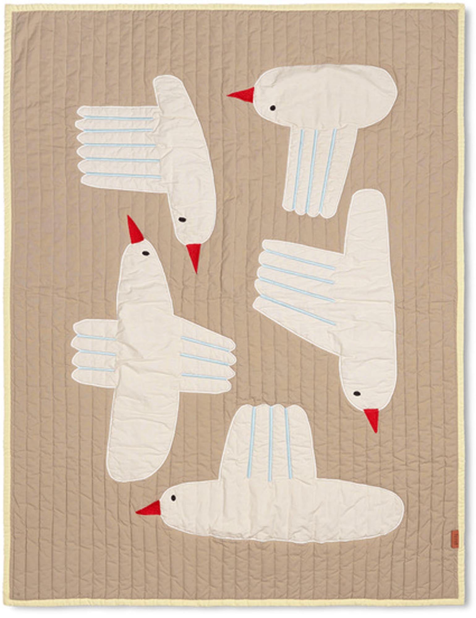 Bird Steppdecke: Bio-Baumwolle, recyceltes Polyester, 110x80cm, detailreiche Applikationen, Kinderzimmer.