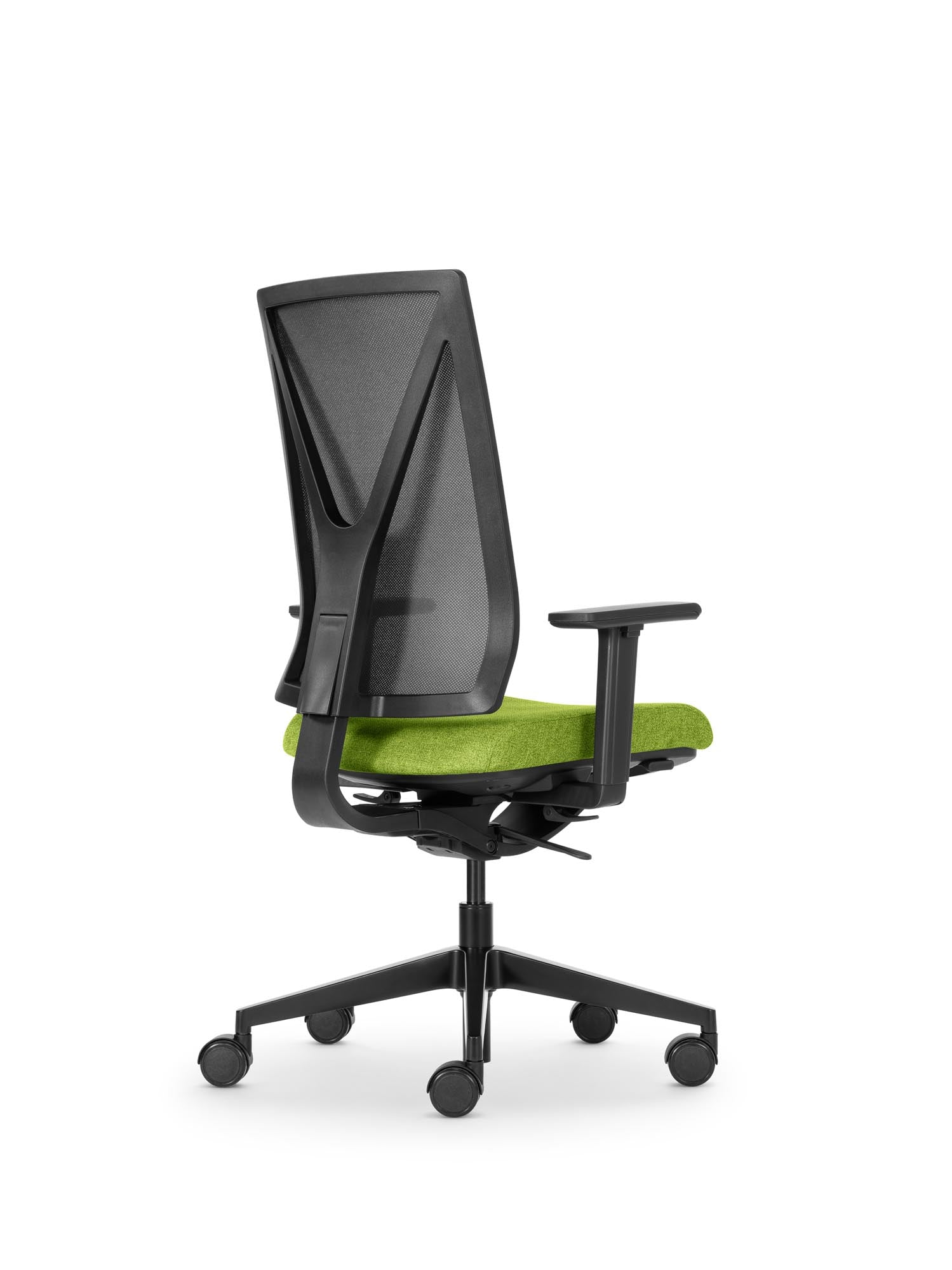 Yanos Flex von Girsberger: Eleganter Bürostuhl mit verstellbaren Armlehnen und flexibler Mechanik für ergonomisches Arbeiten und optimalen Komfort.