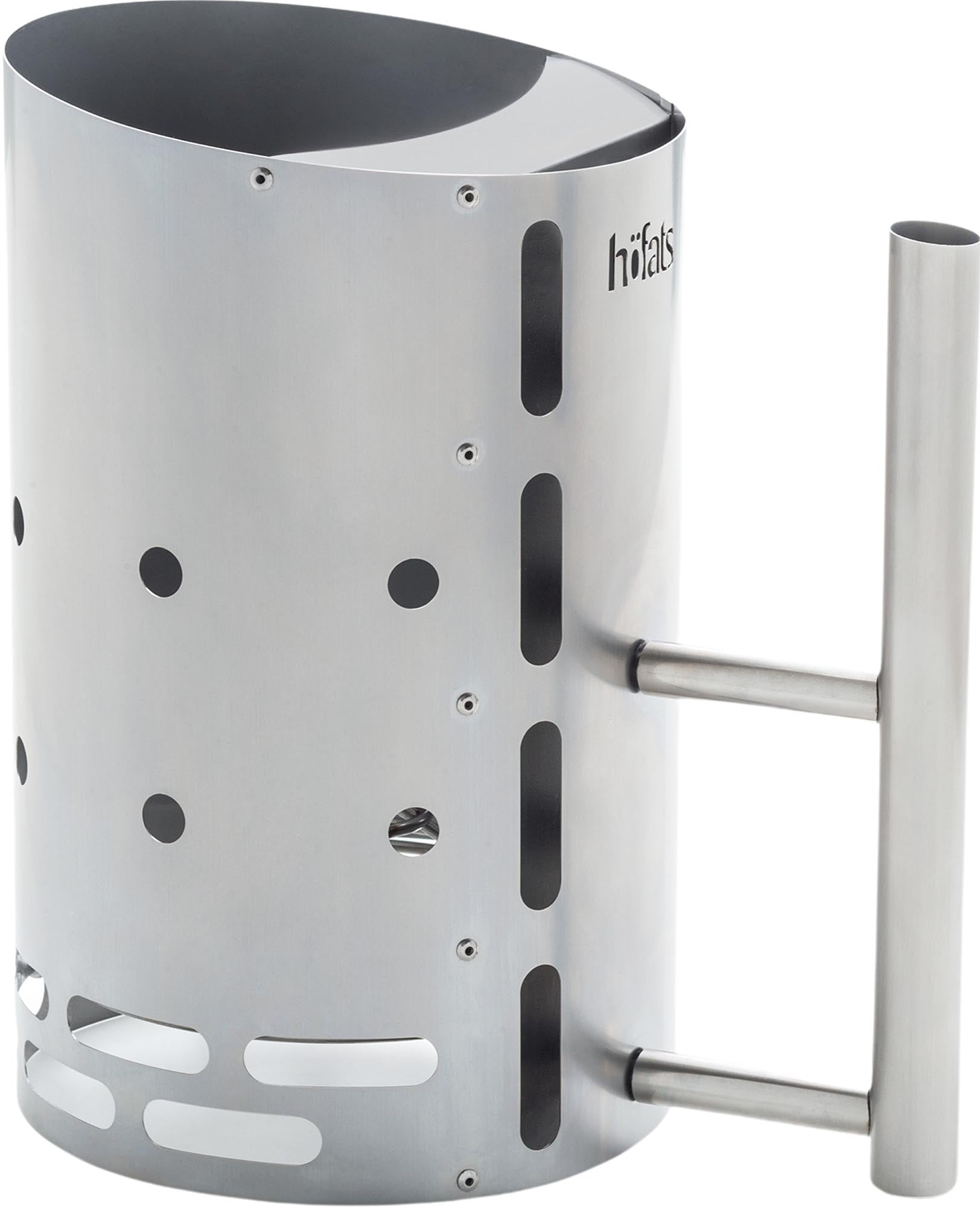 Höfats BBQ Starter: Edelstahl-Anzündkamin für schnelles, müheloses Anzünden. Robust, langlebig, ideal für alle Grillgrössen.