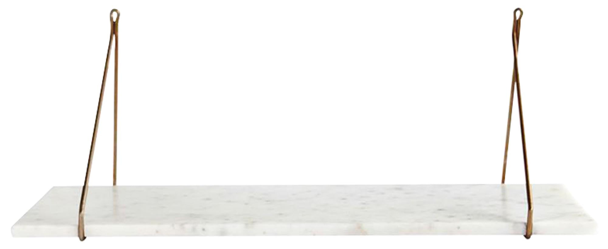 Elegantes Regalbrett aus weissem Marmor von House Doctor, ideal für moderne Räume. Kombinierbar mit Messingträgern.