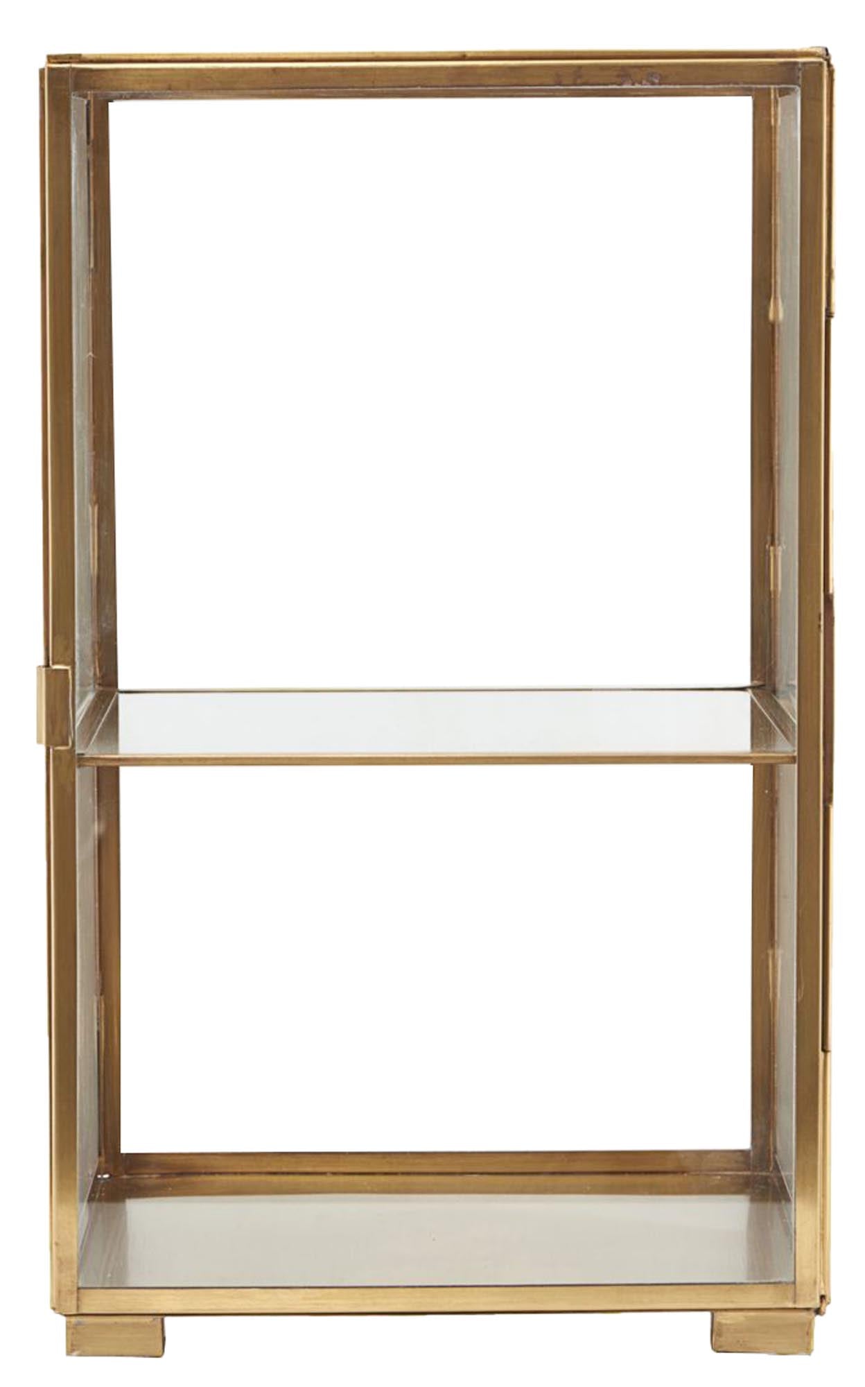 Eleganter Glasschrank von House Doctor, ideal als Standregal, mit stilvollem Messingrahmen und transparenten Glastüren für ein modernes Ambiente.
