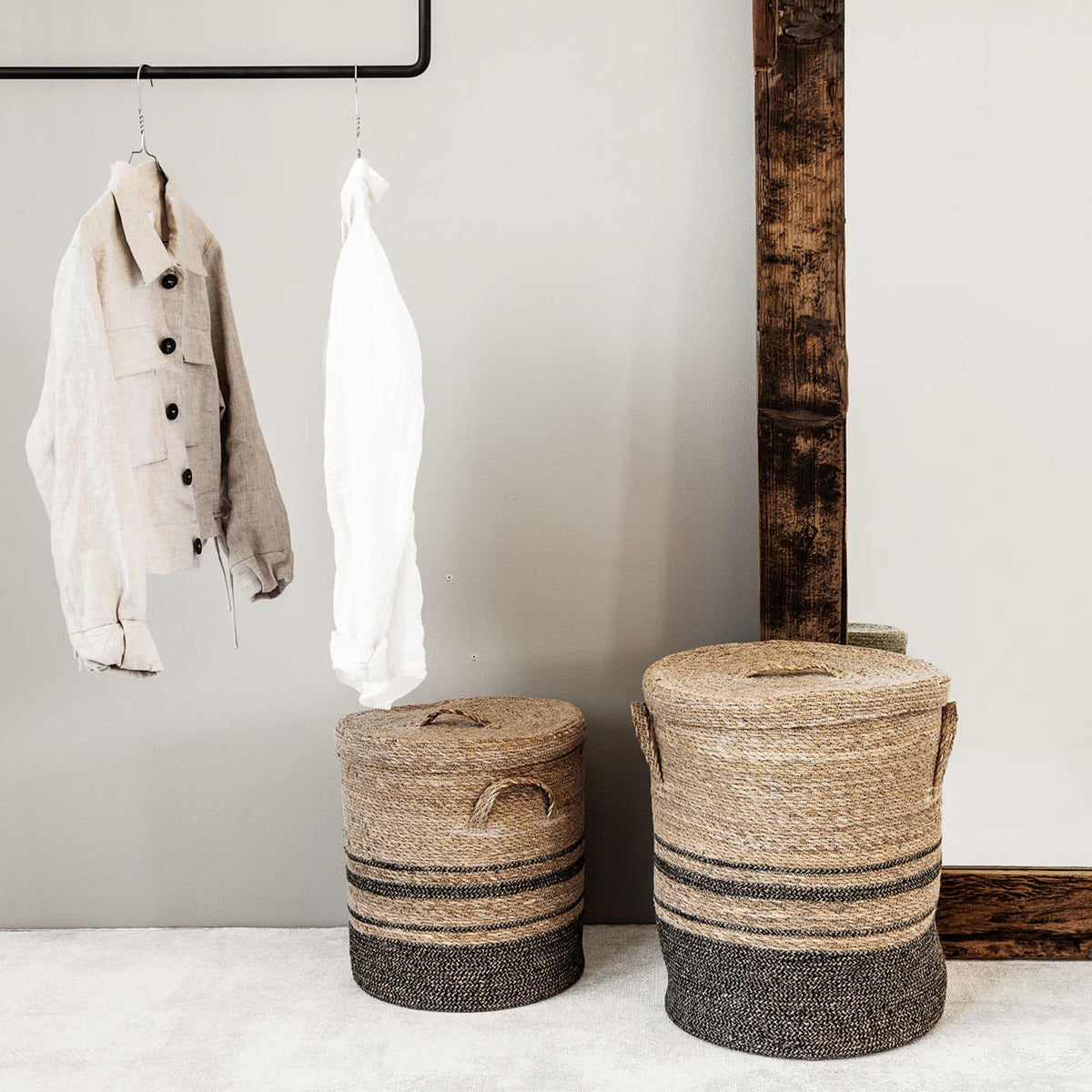 Aufbewahrung mit Deckel, Laundry in Natur präsentiert im Onlineshop von KAQTU Design AG. Aufbewährungskörbe ist von House Doctor