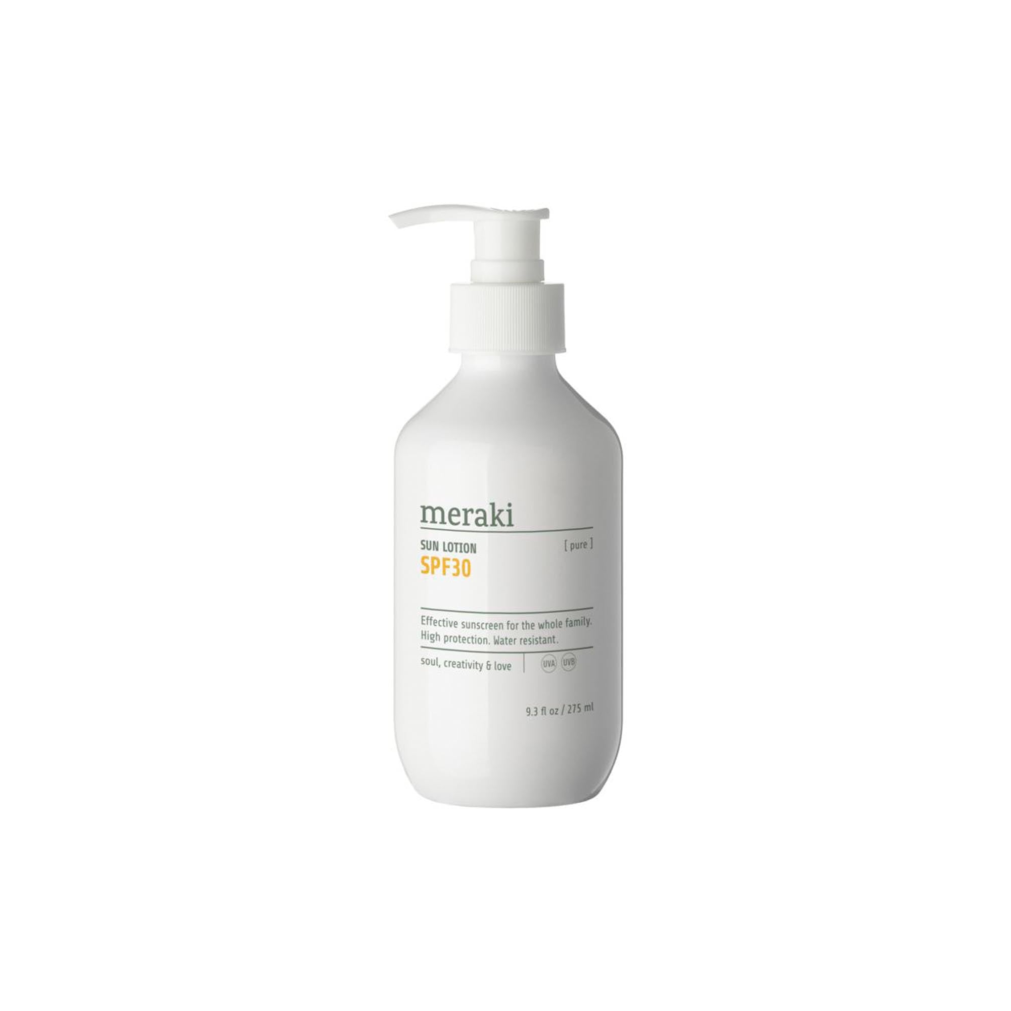 Entdecke die PURE Sun Lotion von Meraki: SPF 30, parfümfrei, wasserfest, mit Vitamin E. Ideal für empfindliche Haut und umweltbewusst.