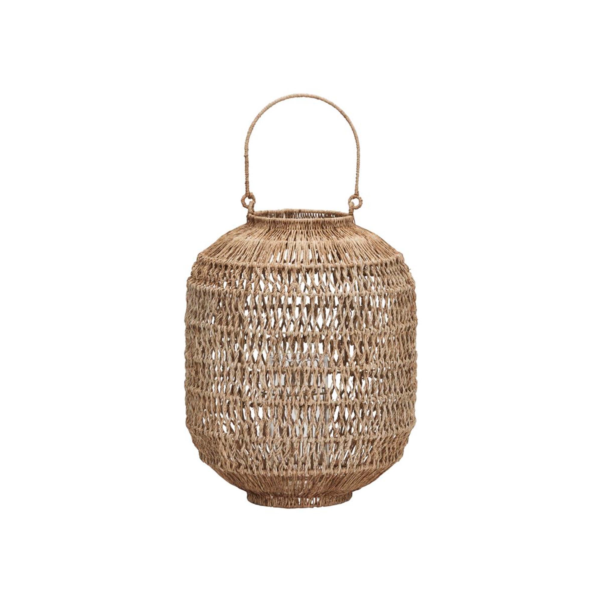 Handgefertigte Jute-Laterne von House Doctor: Rustikaler Charme für drinnen & draussen, aus Jute, Eisen & Glas.