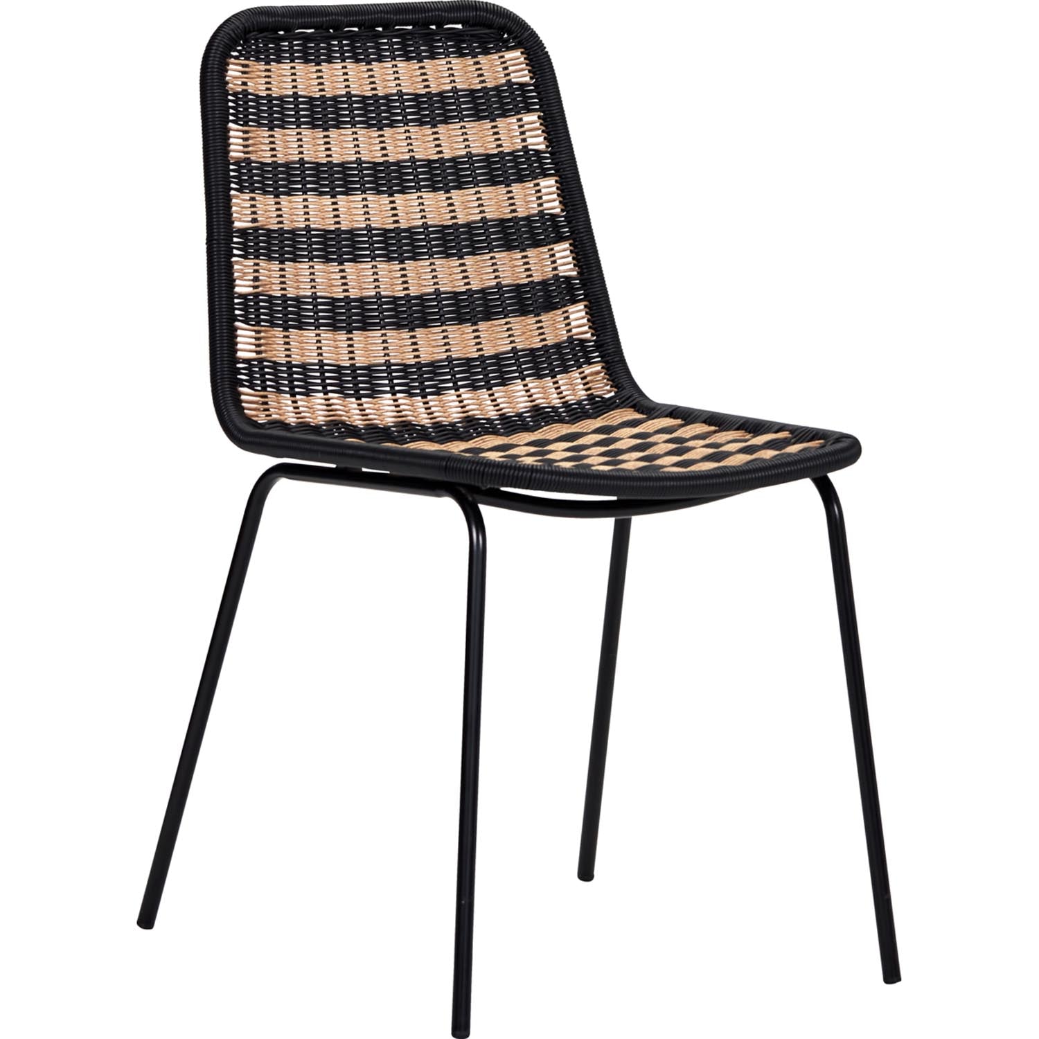 Stilvoller HDHapur Stuhl von House Doctor: Robustes Polyethylen, schwarze Eisenbeine, modernes Design, ideal für drinnen & draussen.